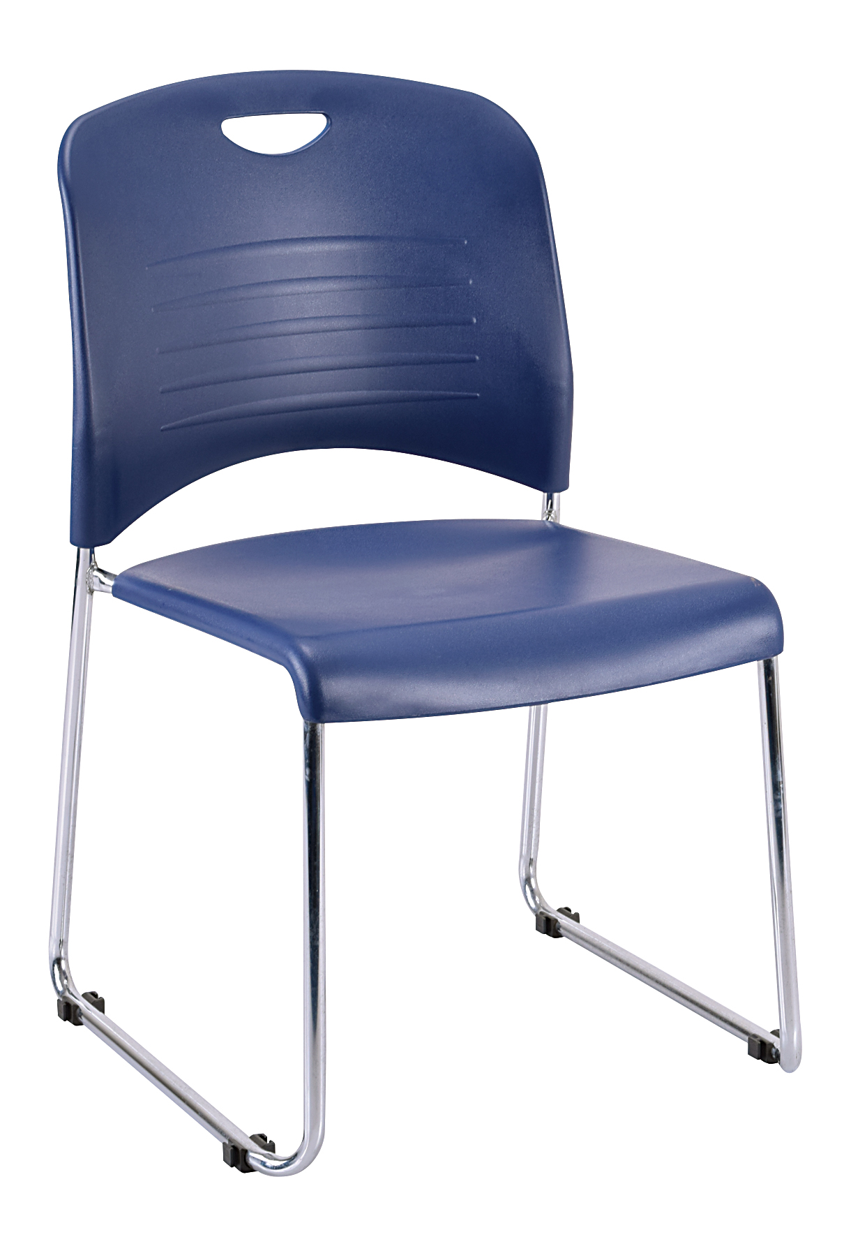 Set of Four Navy Blue and Silver Plastic Office Chair-372440-1