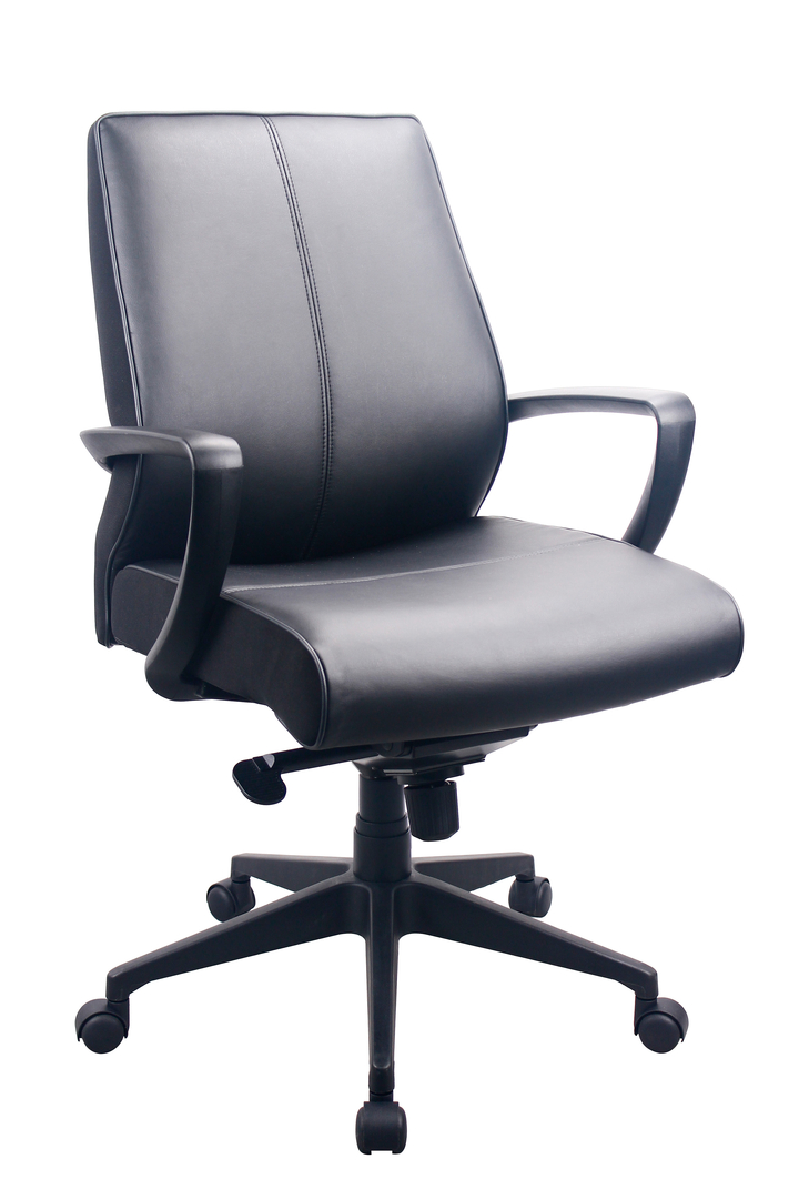 Black Adjustable Swivel Faux Leather Rolling Office Chair-372455-1