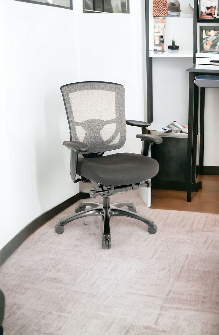 Slate Gray and Black Adjustable Swivel Mesh Rolling Office Chair-372457-1