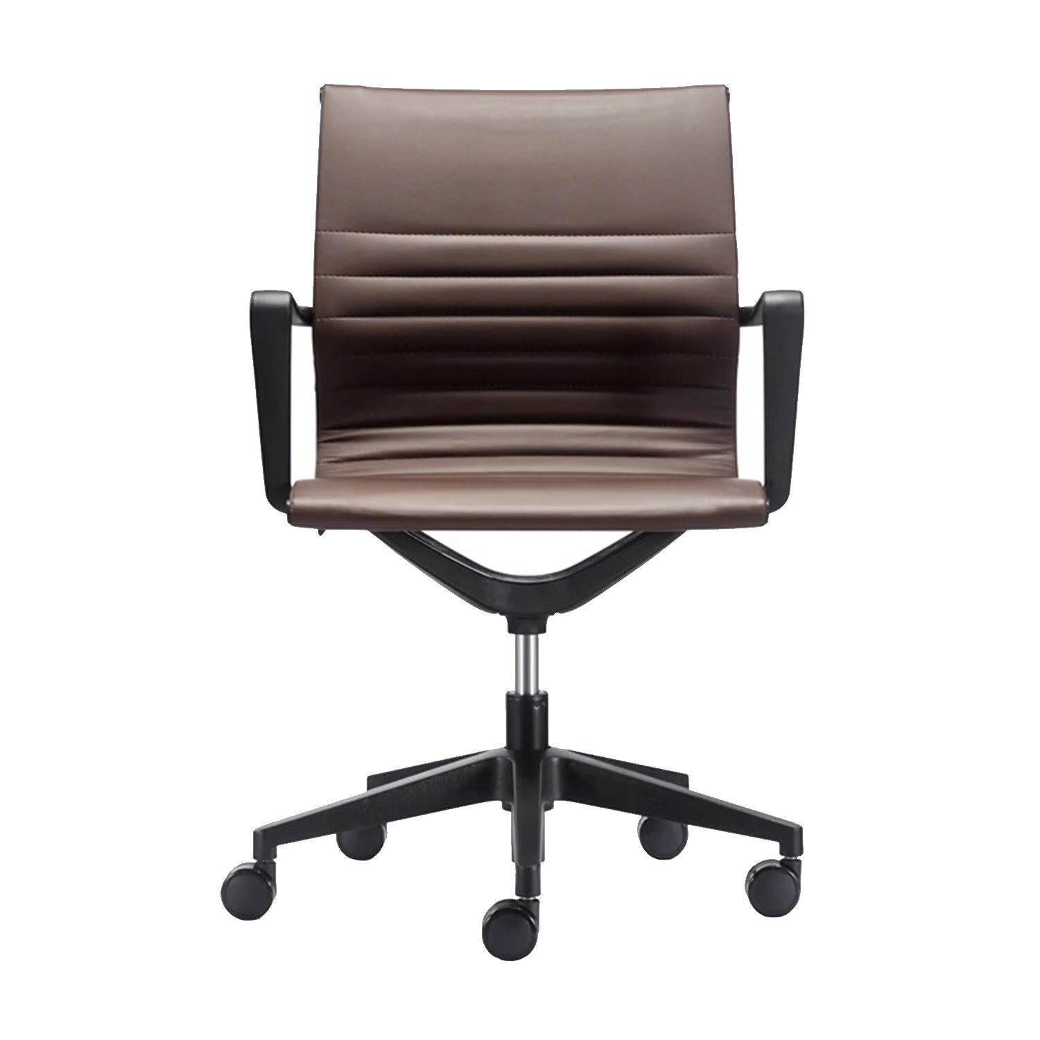 Brown and Black Adjustable Swivel Faux Leather Rolling Office Chair-372466-1