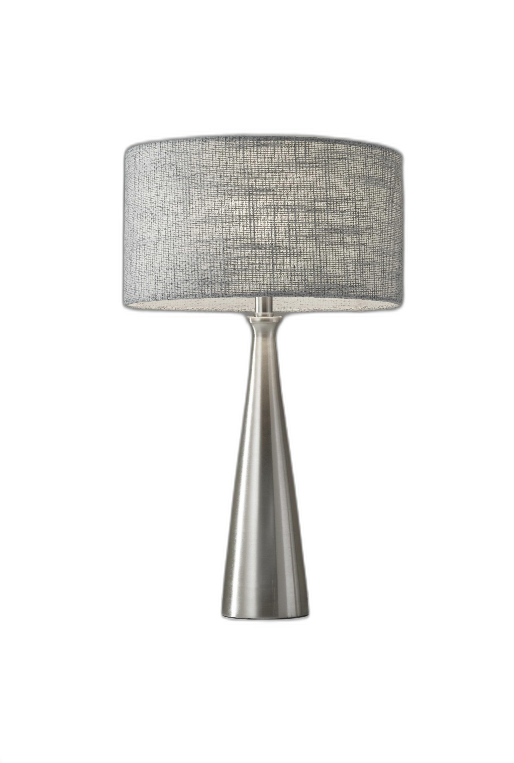 Brushed Steel Metal Finish Tapered Basectable Lamp-372476-1