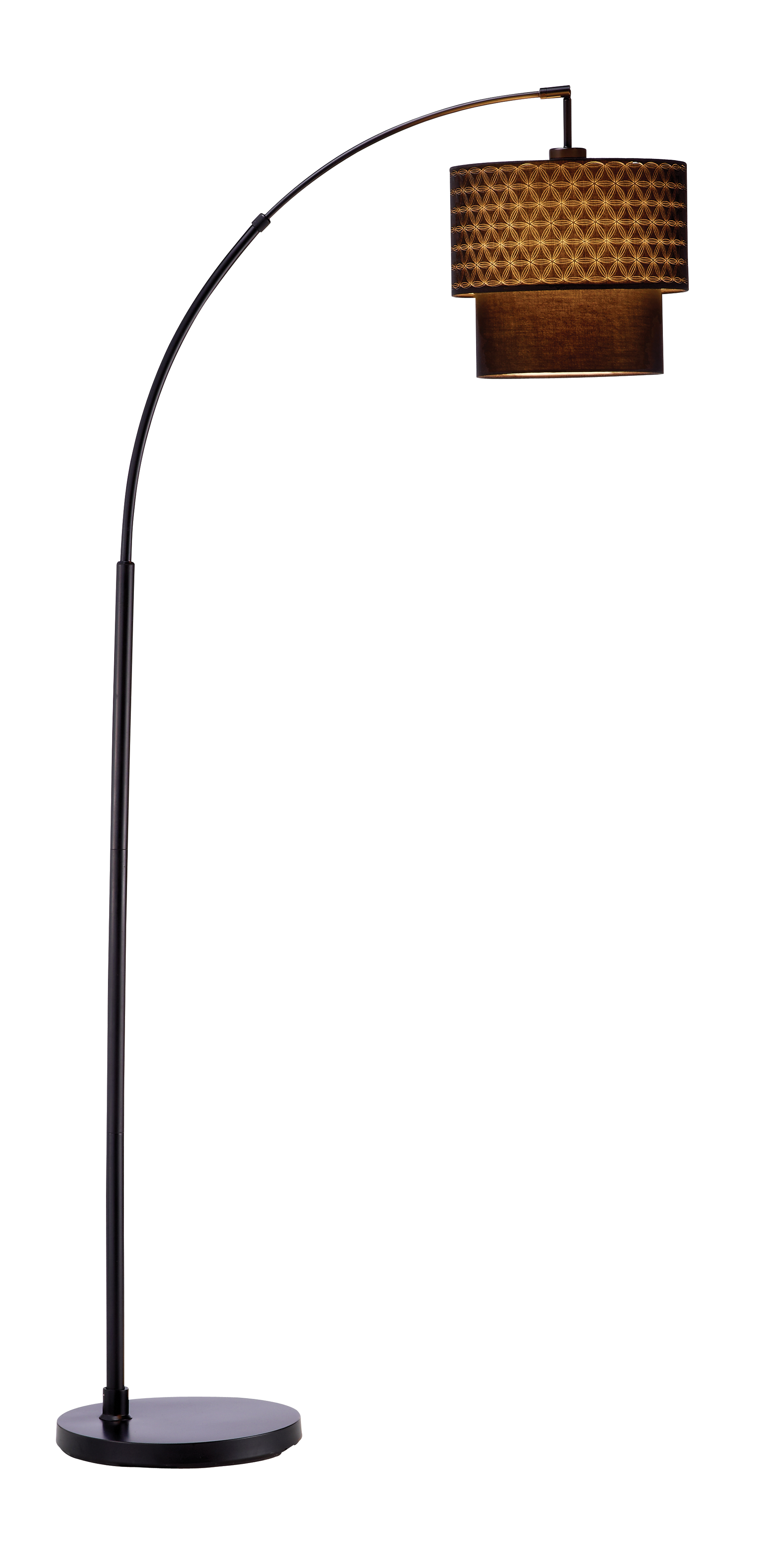 71" Black Arched Floor Lamp With Brown Drum Shade-372502-1