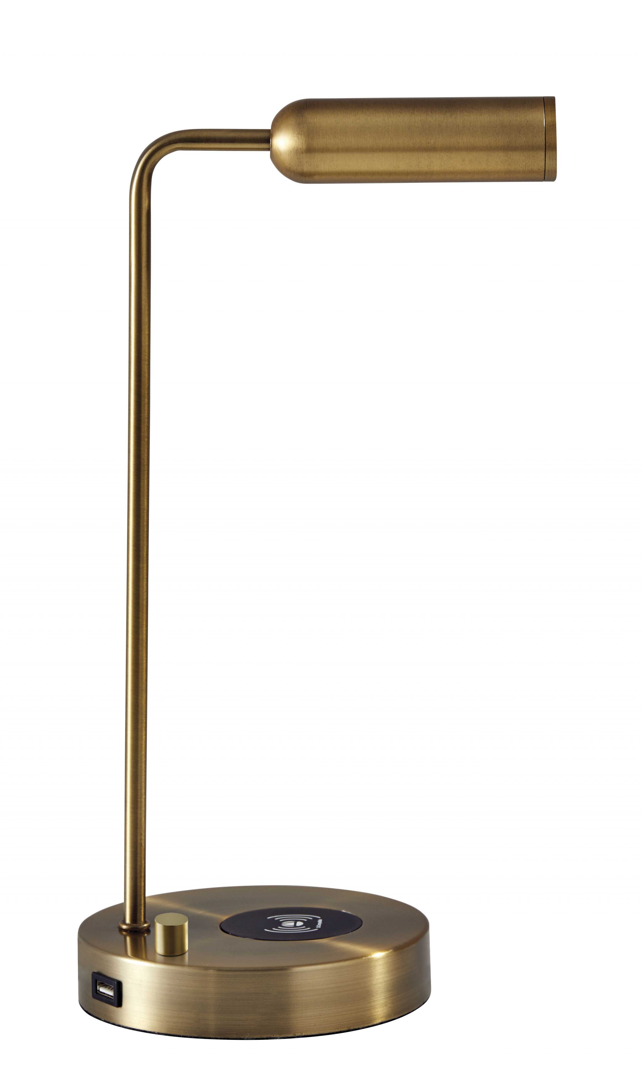 6" X 8" X 16.5" Brass Metal LED Desk Lamp