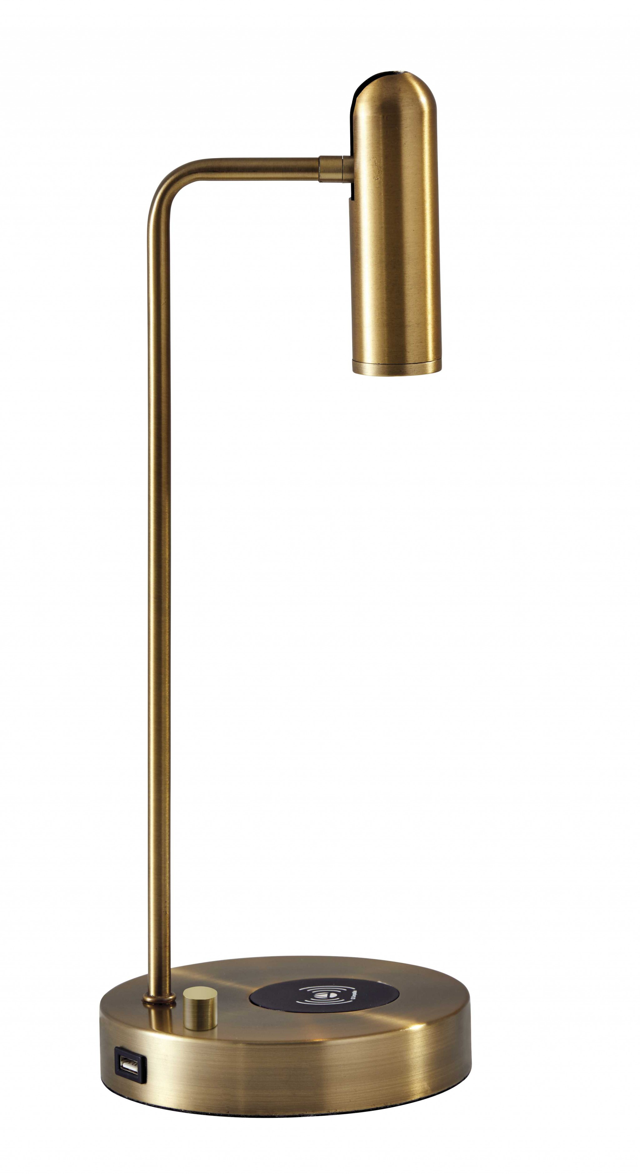 6" X 8" X 16.5" Brass Metal LED Desk Lamp