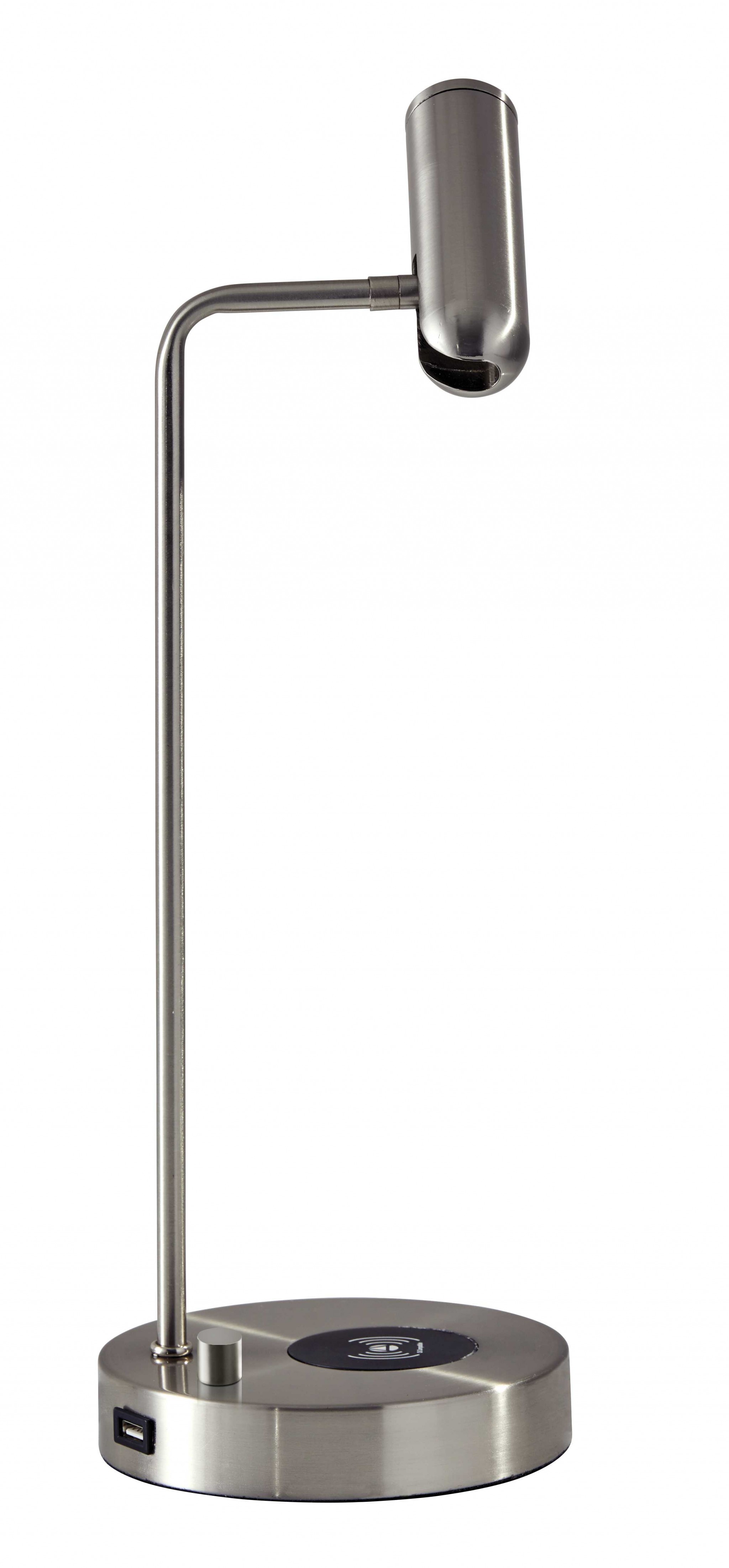 17" Silver Desk Lamp with USB and Wireless Charging-372528-1
