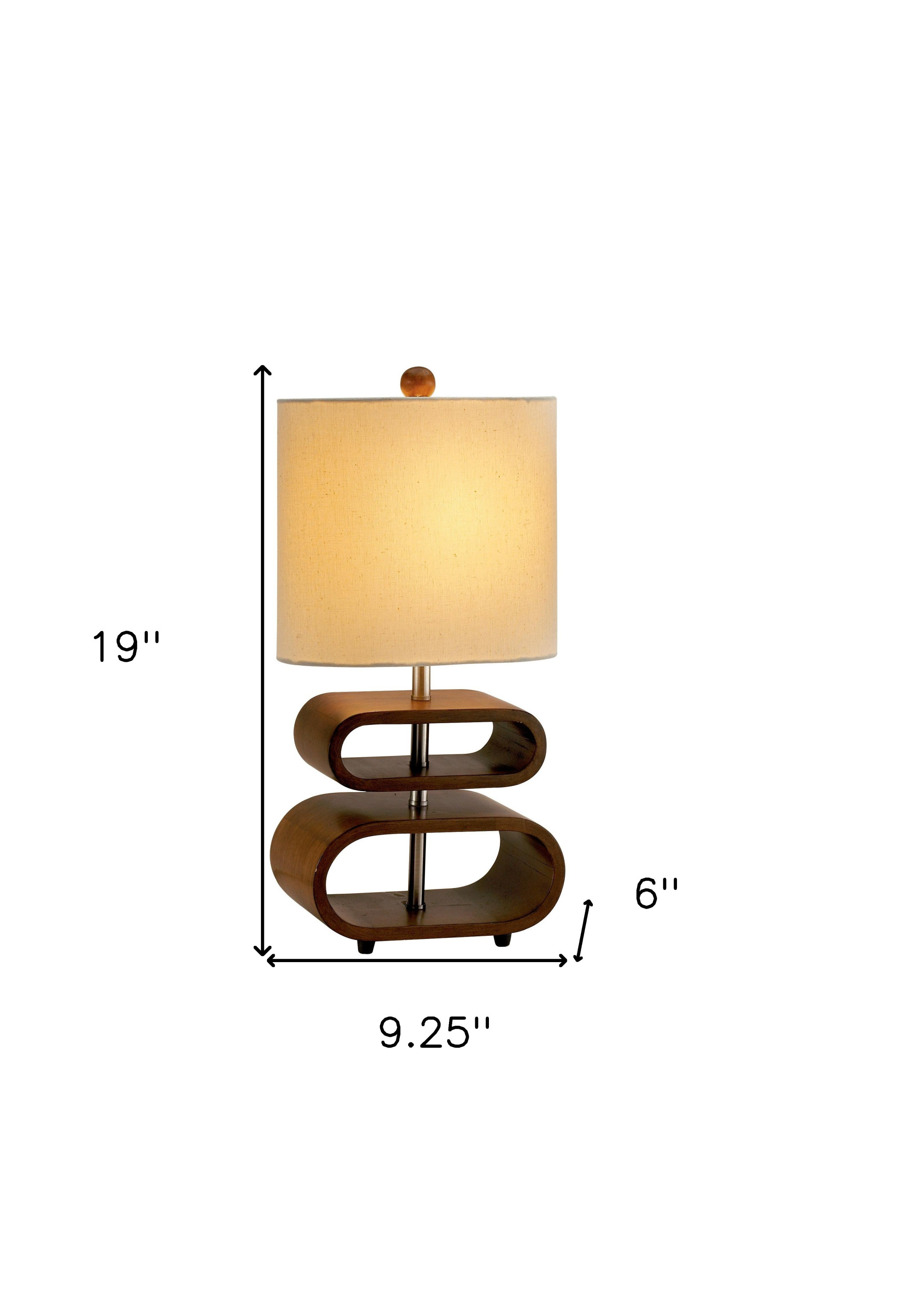9.25" X 6" X 19.5" Walnut Wood Table Lamp