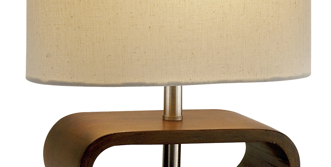 9.25" X 6" X 19.5" Walnut Wood Table Lamp