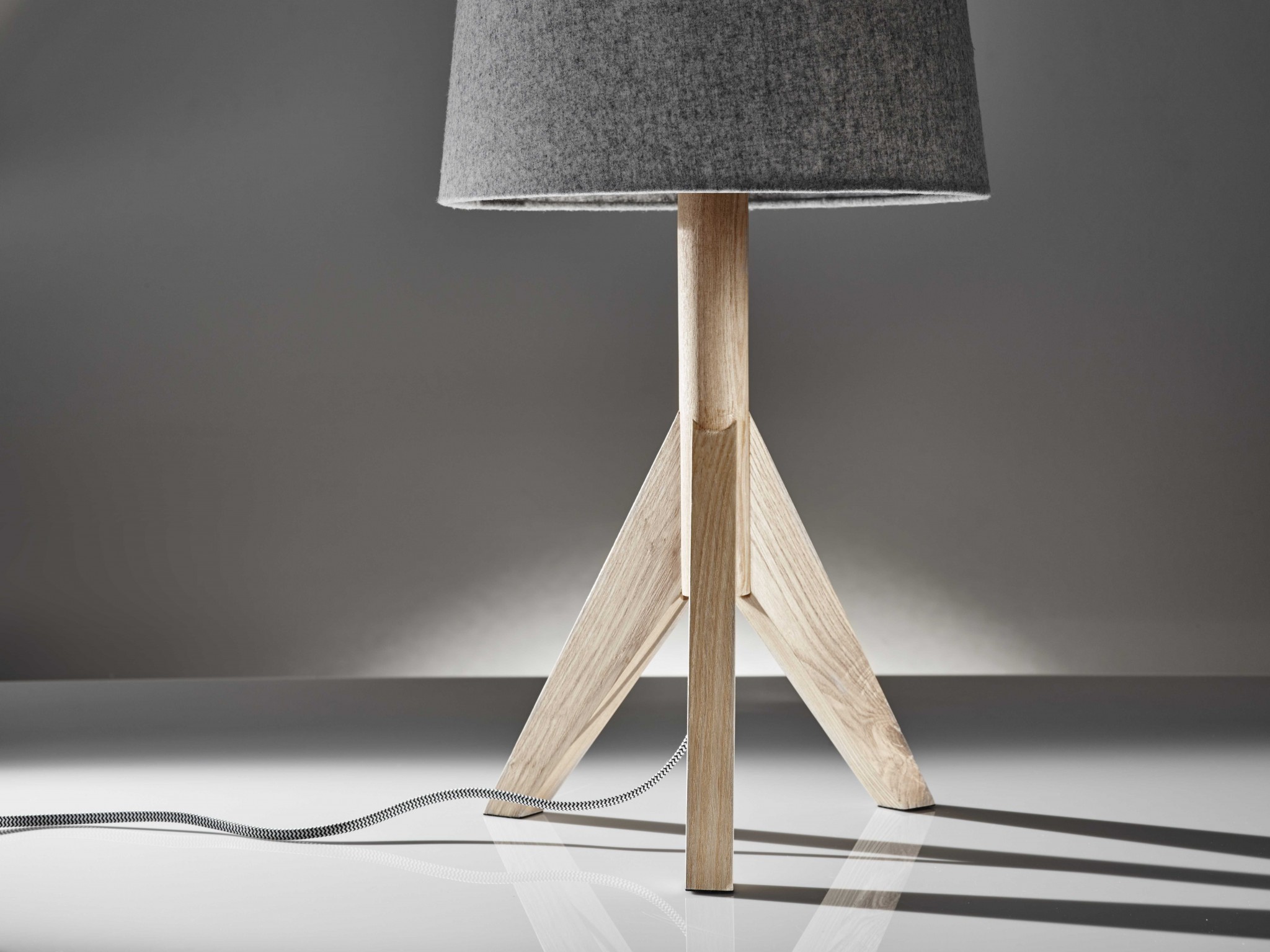 12.5" X 12.5" X 24.5" Natural Wood Table Lamp