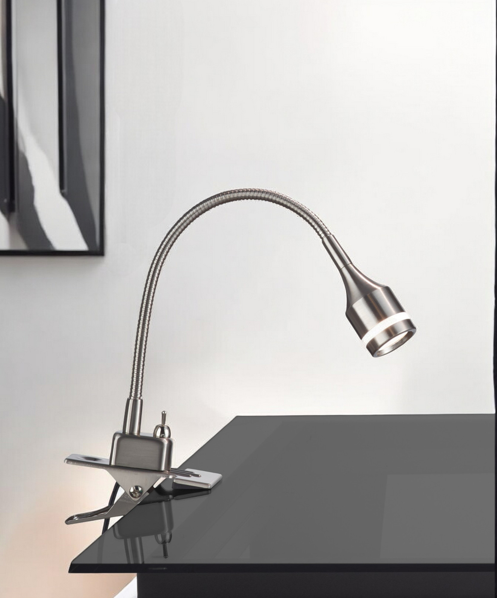 15" Black Metal Adjustable Clip On LED Table Lamp-372542-1