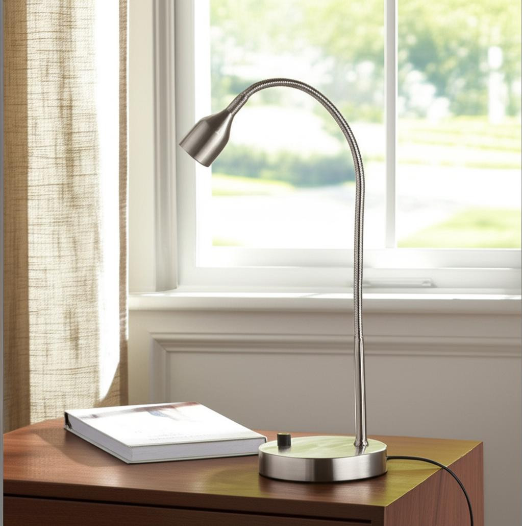 Brushed Steel Metal Led Adjustable Desk Lamp-372544-1