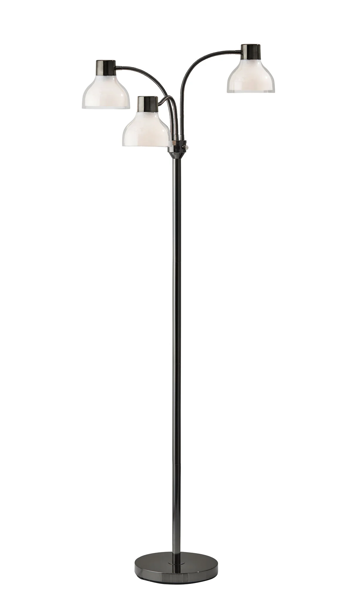 69" Black Three Light Tree Floor Lamp With White Bowl Shade-372609-1