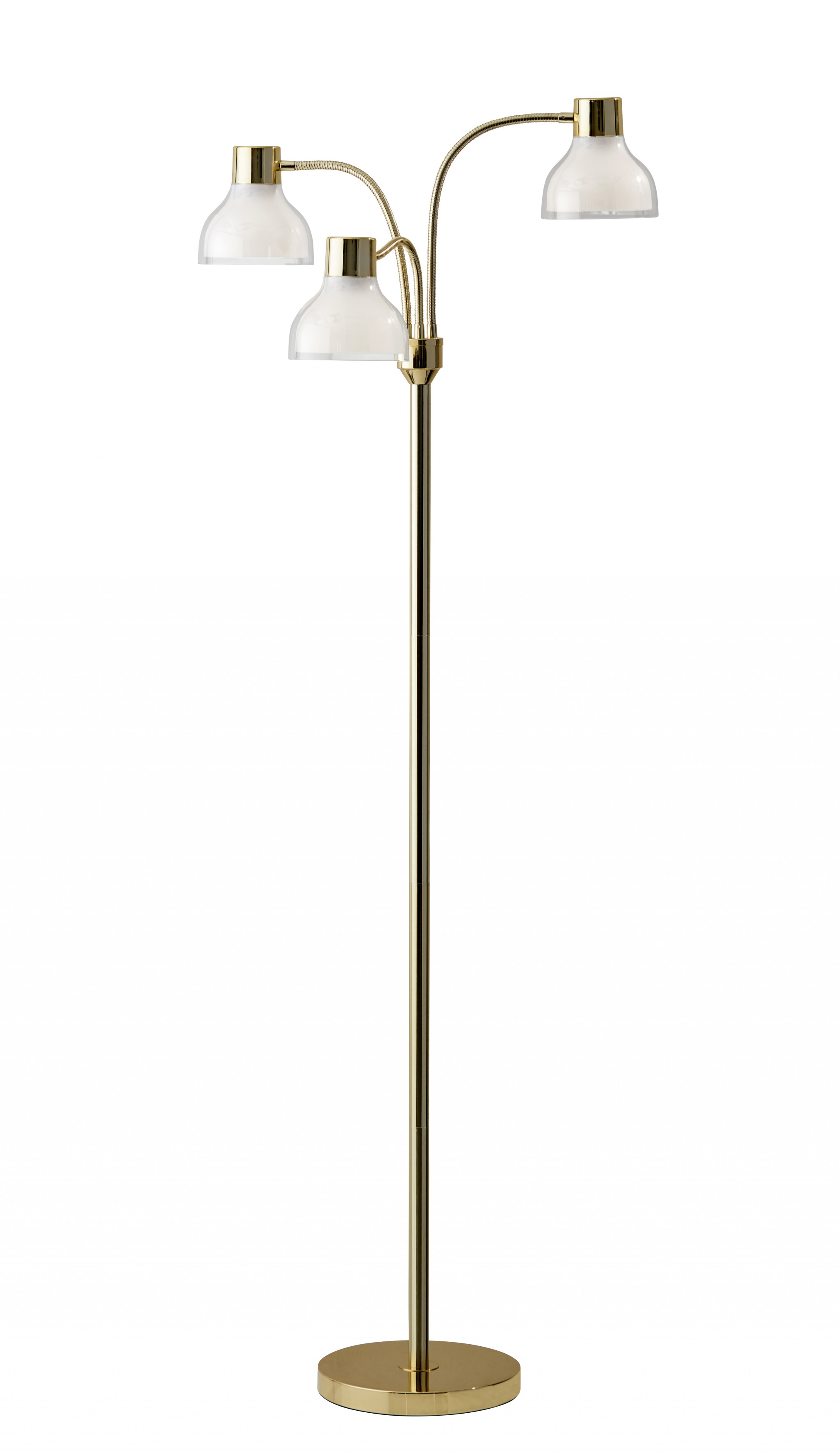 69" Gold Three Light Tree Floor Lamp With Clear Bowl Shade-372610-1