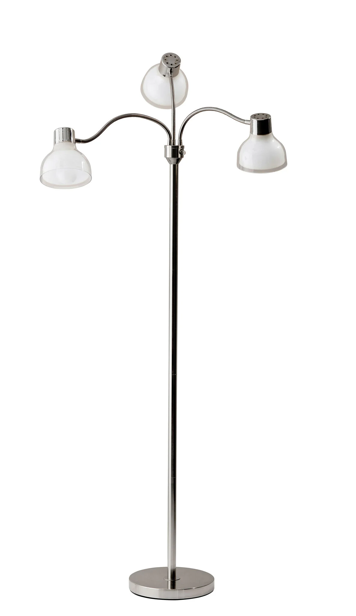 69" Nickel Three Light Tree Floor Lamp with White Bowl Shade-372611-1