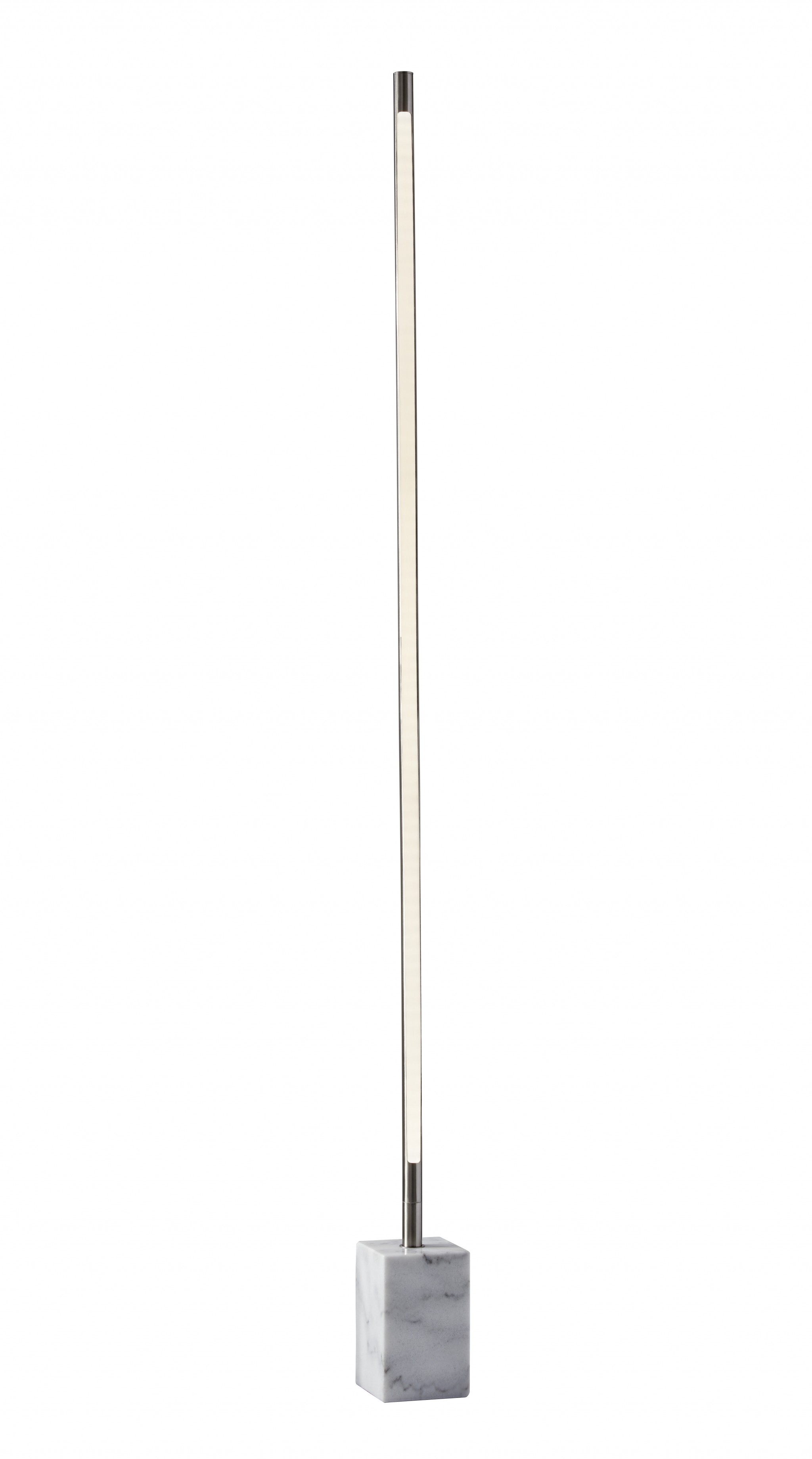 Minimalist Ambient Glow Led Floor Lamp With Dimmer In Brushed Steel And White Marble-372617-1