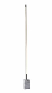 Minimalist Ambient Glow LED Floor Lamp with Dimmer in Brushed Steel and White Marble