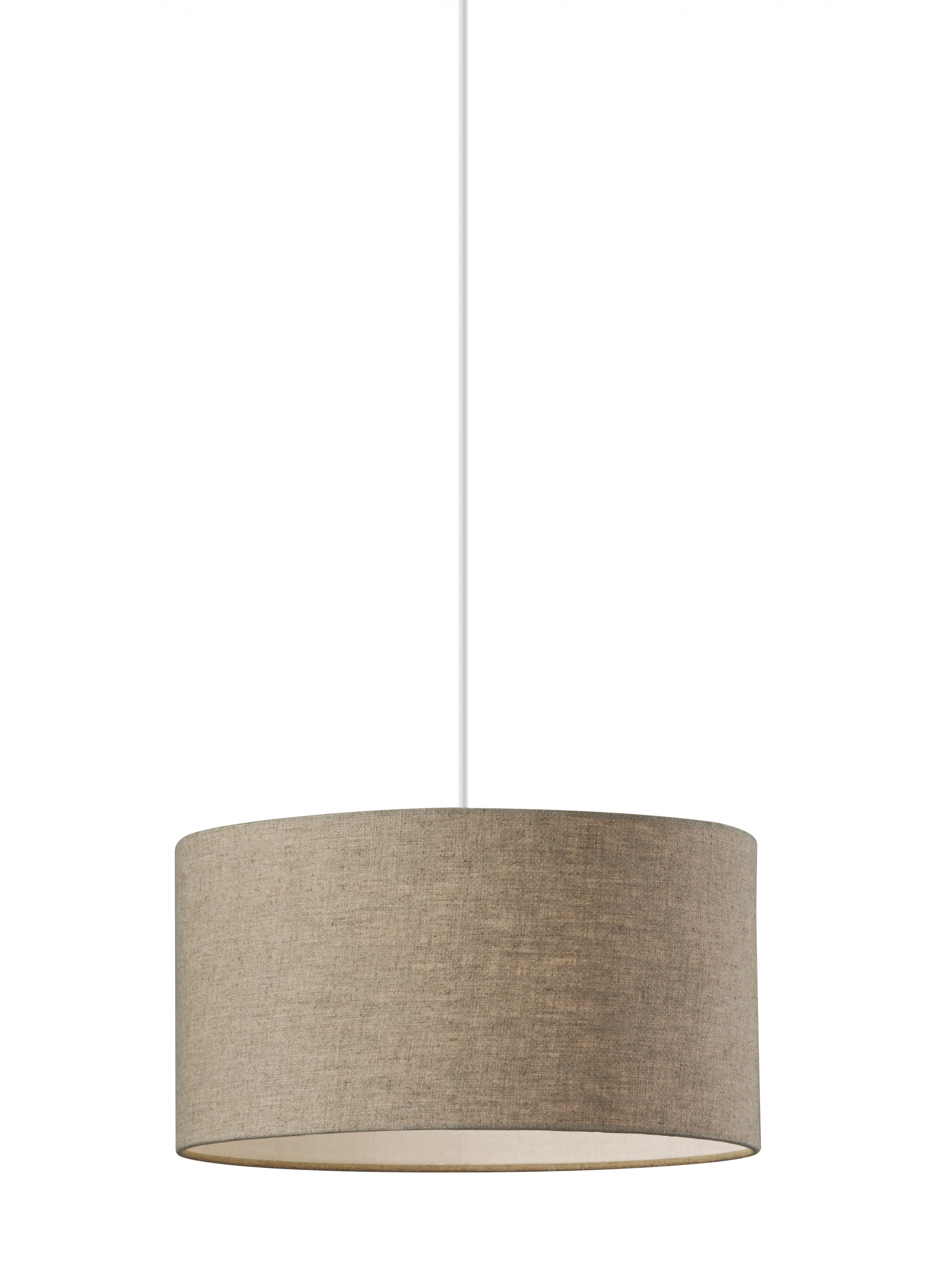 Burlap Fabric Light Brown Electric Drum Pendant Lamp-372648-1