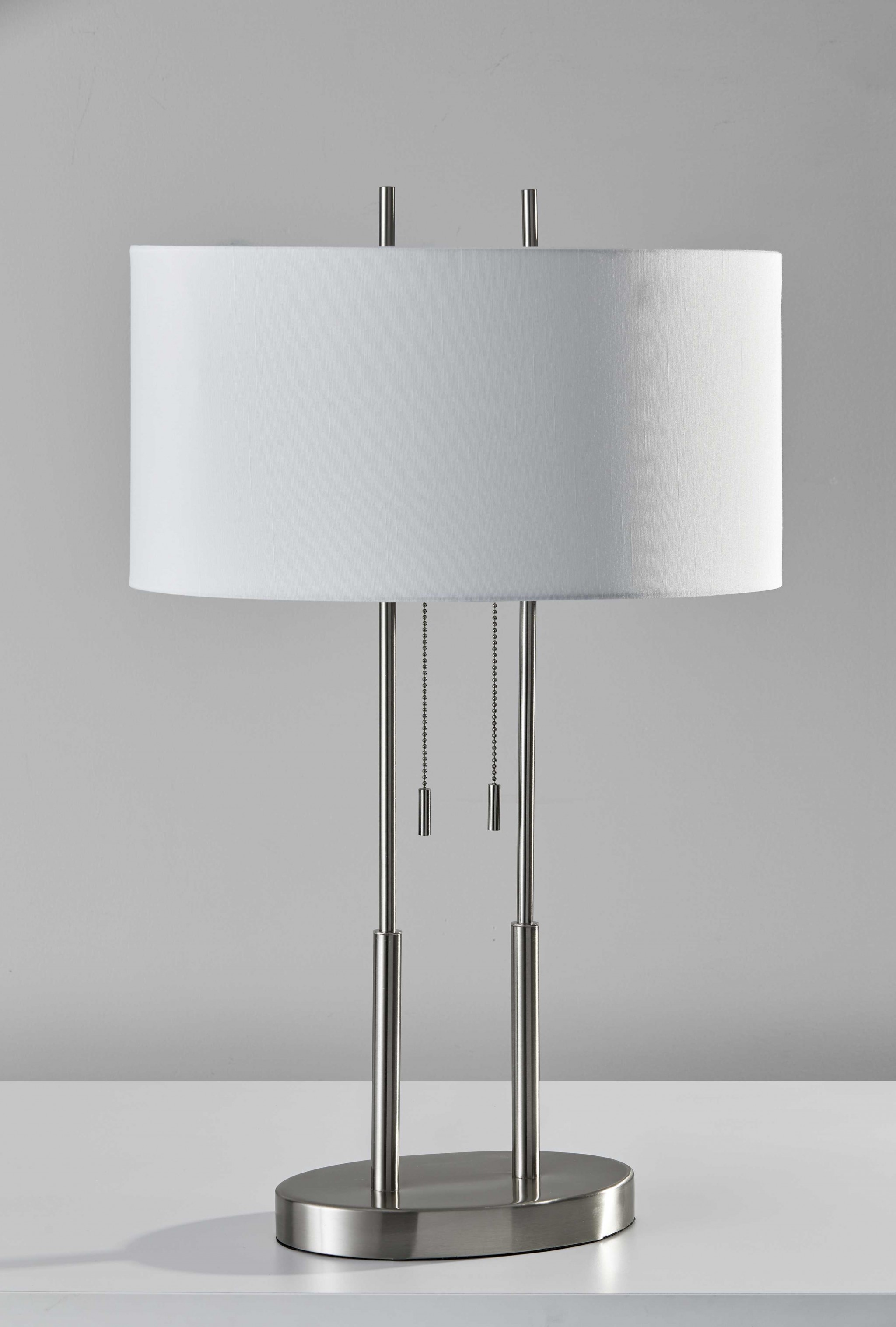 17" X 6.5" X 27" Brushed steel Metal Table Lamp