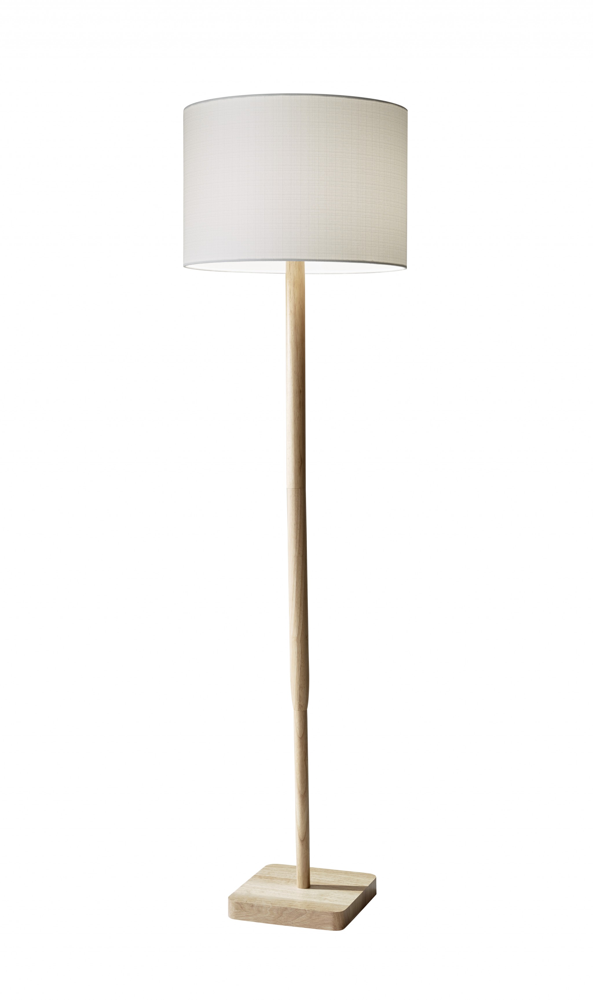 59" Solid Wood Traditional Shaped Floor Lamp With White Drum Shade-372675-1