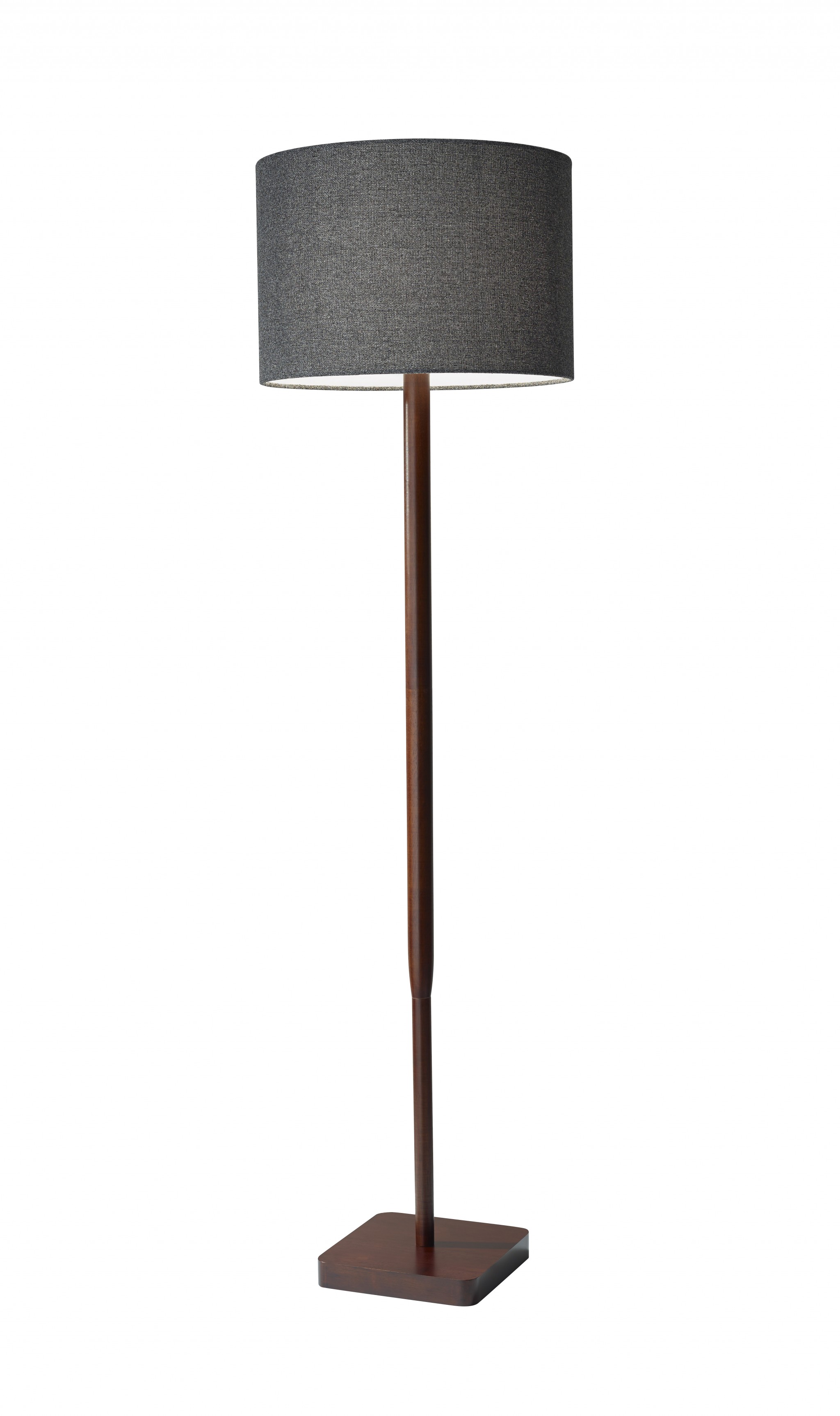59" Solid Wood Traditional Shaped Floor Lamp With Black Drum Shade-372676-1