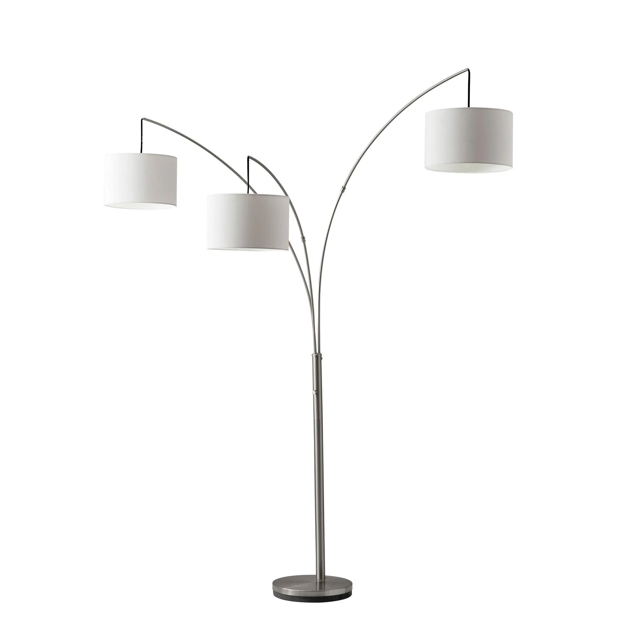 74" Steel Three Light Tree Floor Lamp With White Solid Color Drum Shade-372706-1