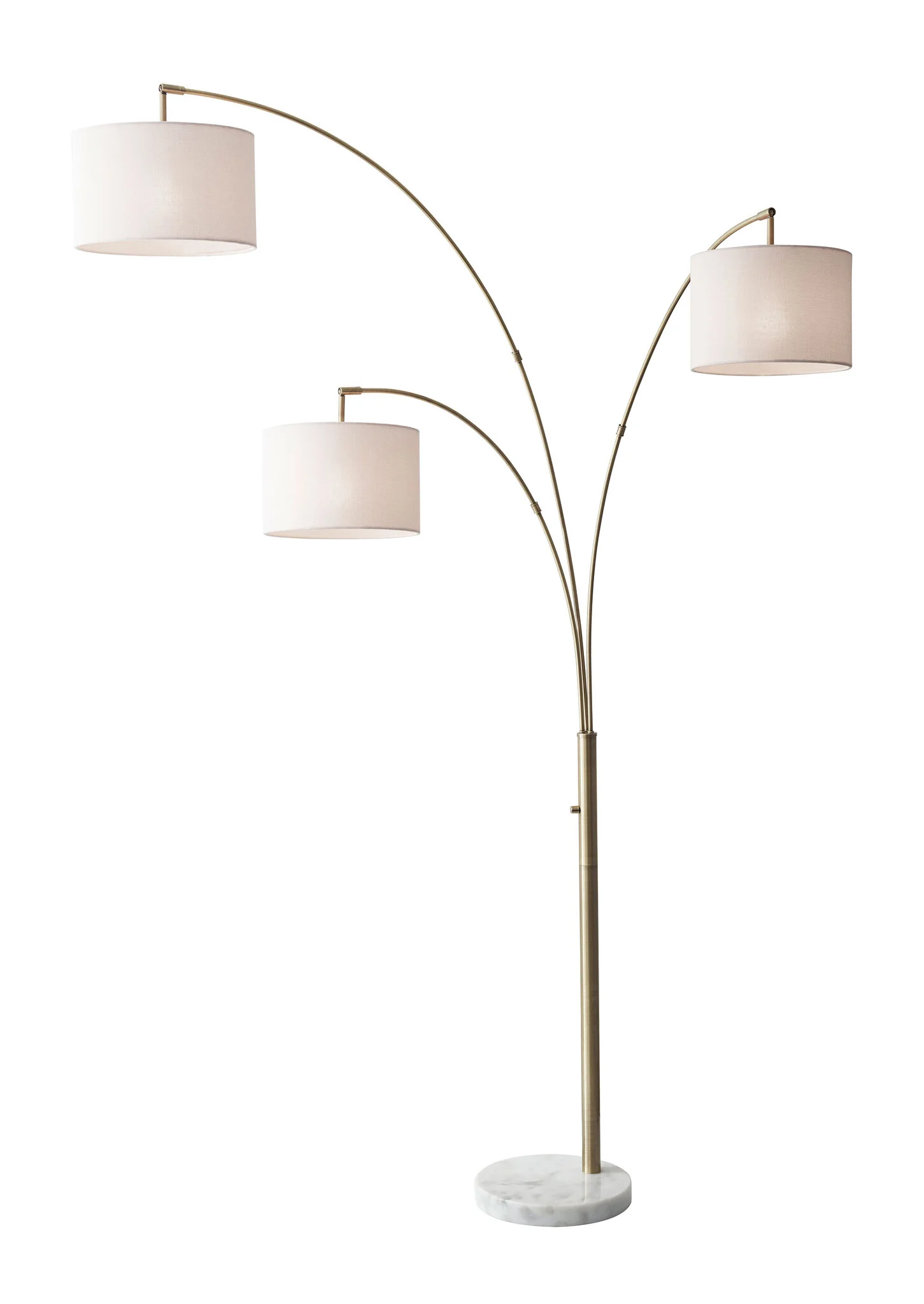 74" Brass Three Light Tree Floor Lamp With Off White Solid Color Drum Shade-372712-1