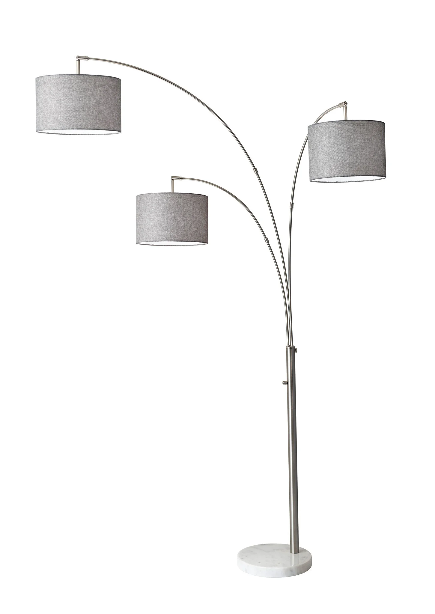 74" White Three Light Adjustable Led Tree Floor Lamp With Gray Drum Shade-372713-1