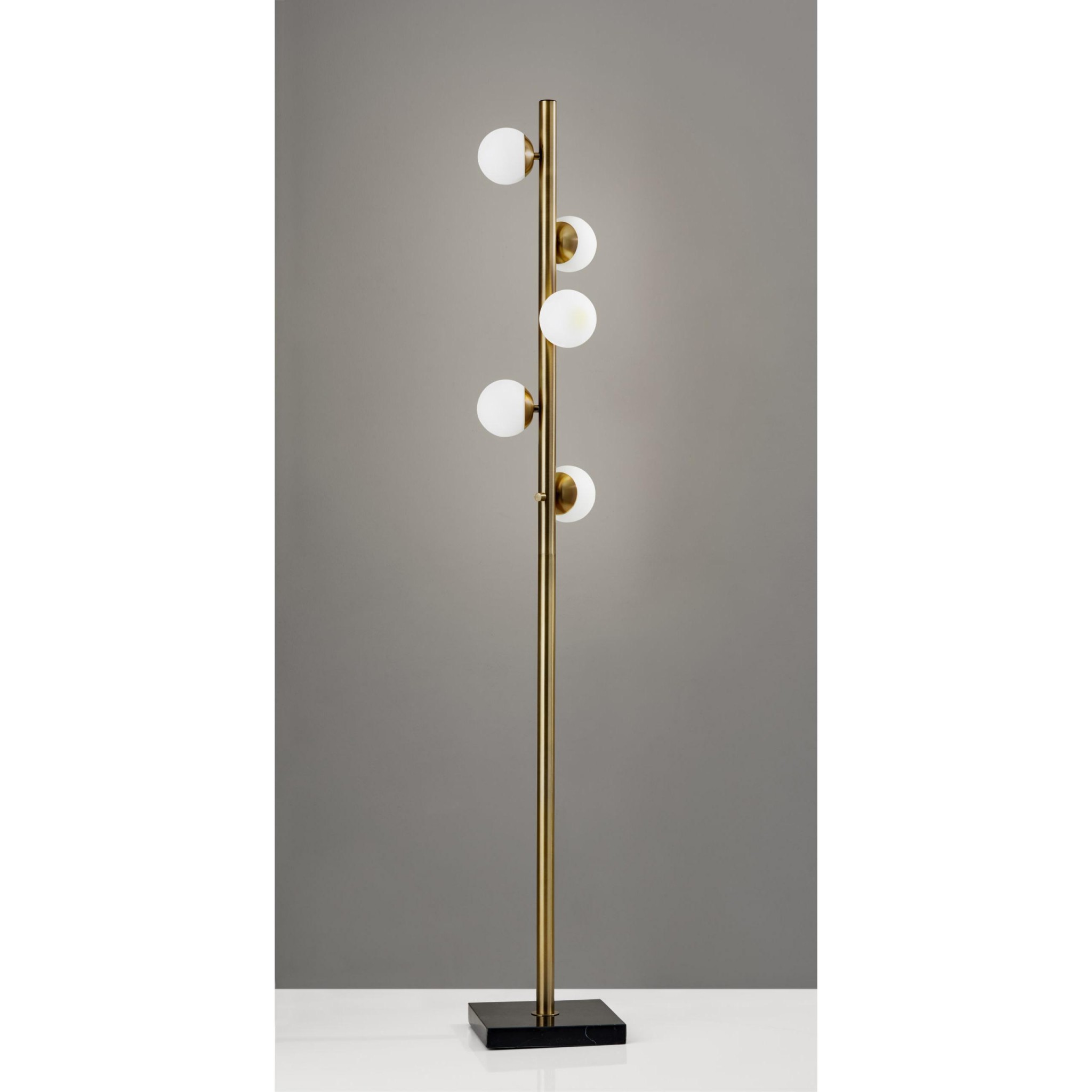 10" X 10" X 65" Brass Metal LED Tree Lamp