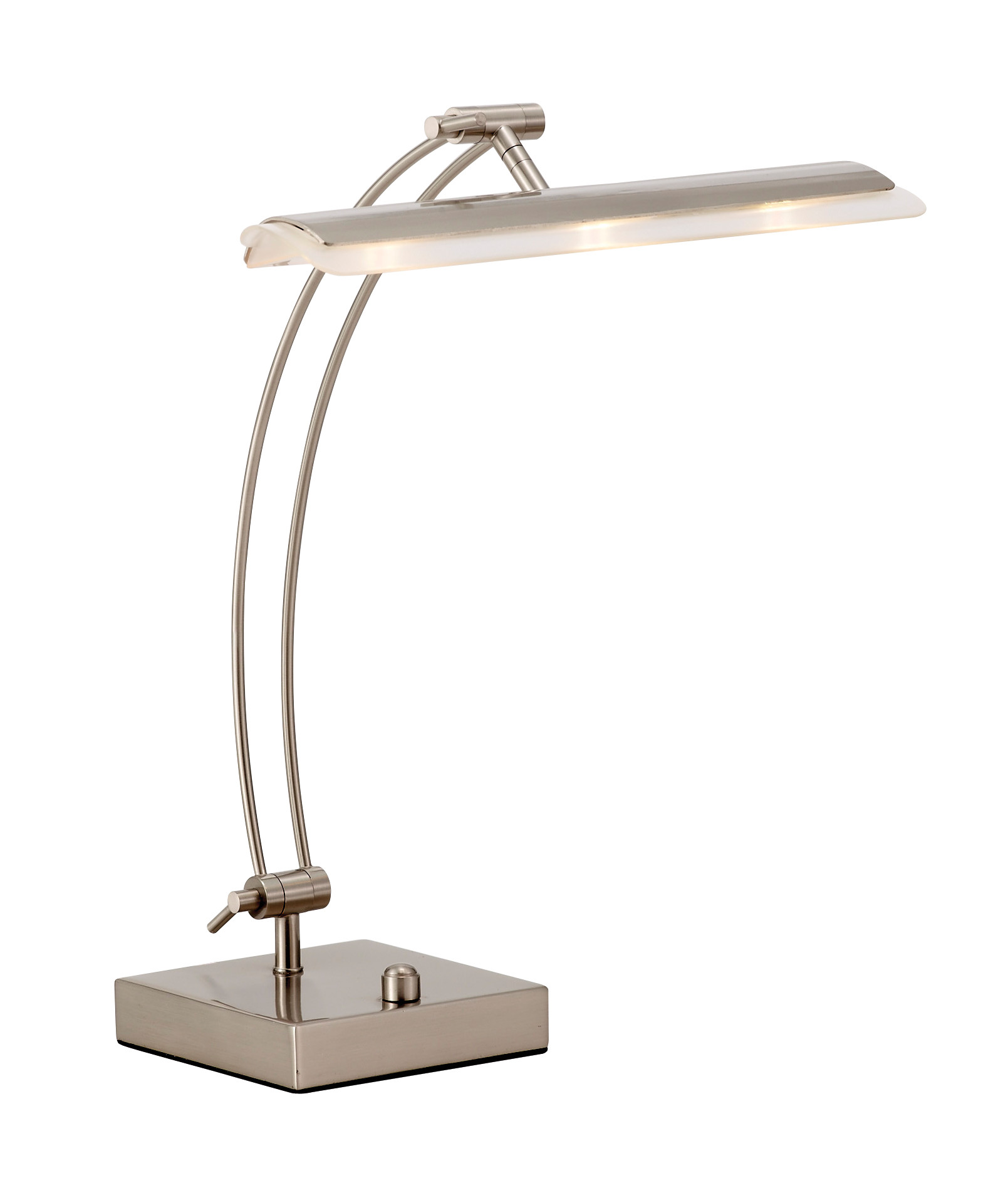 15" X 9-19" X 13" - 19" Brushed steel Metal LED Desk Lamp