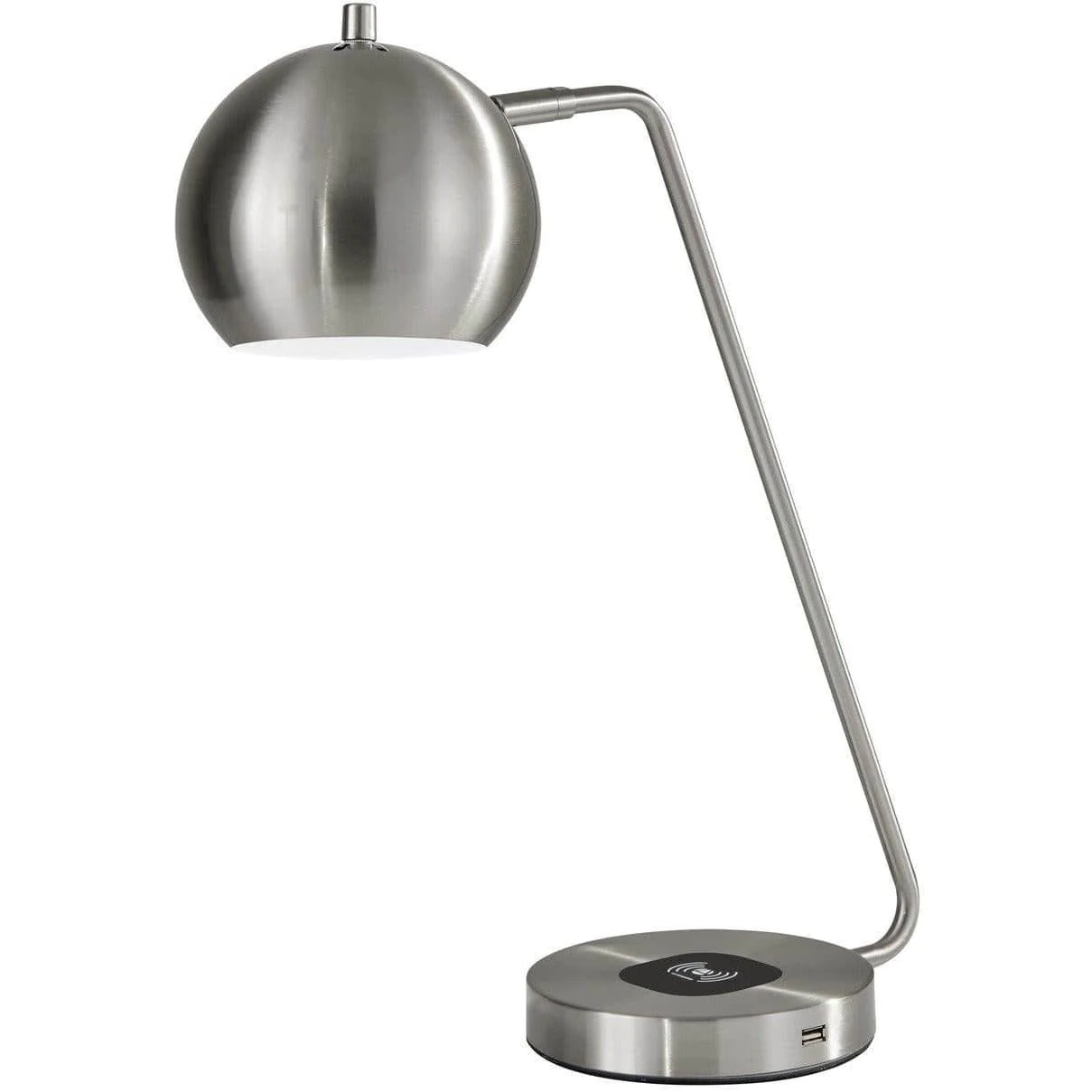 21" Silver Metal Desk Table Lamp With Silver Shade-372746-1