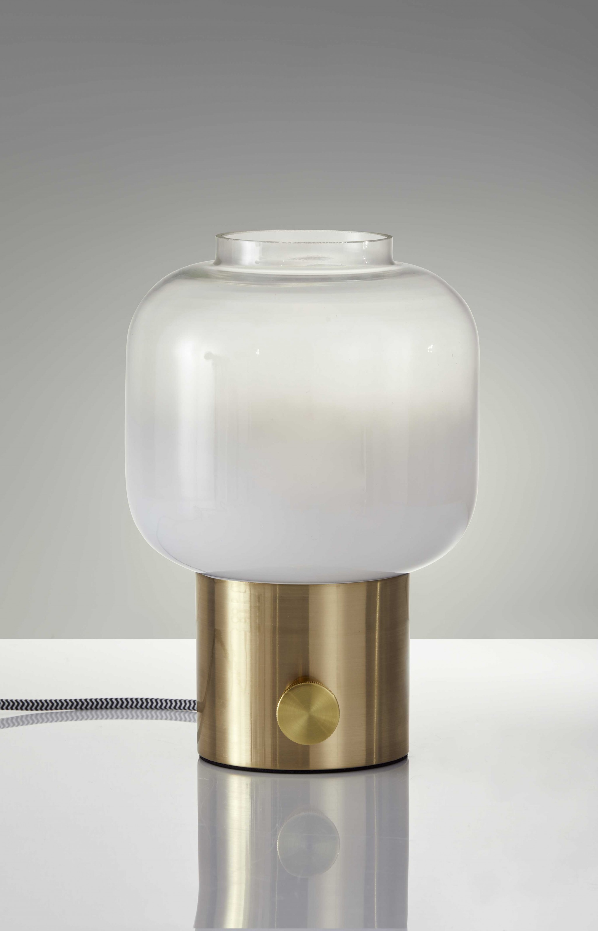 8" X 8" X 12" Brass Glass Table Lamp