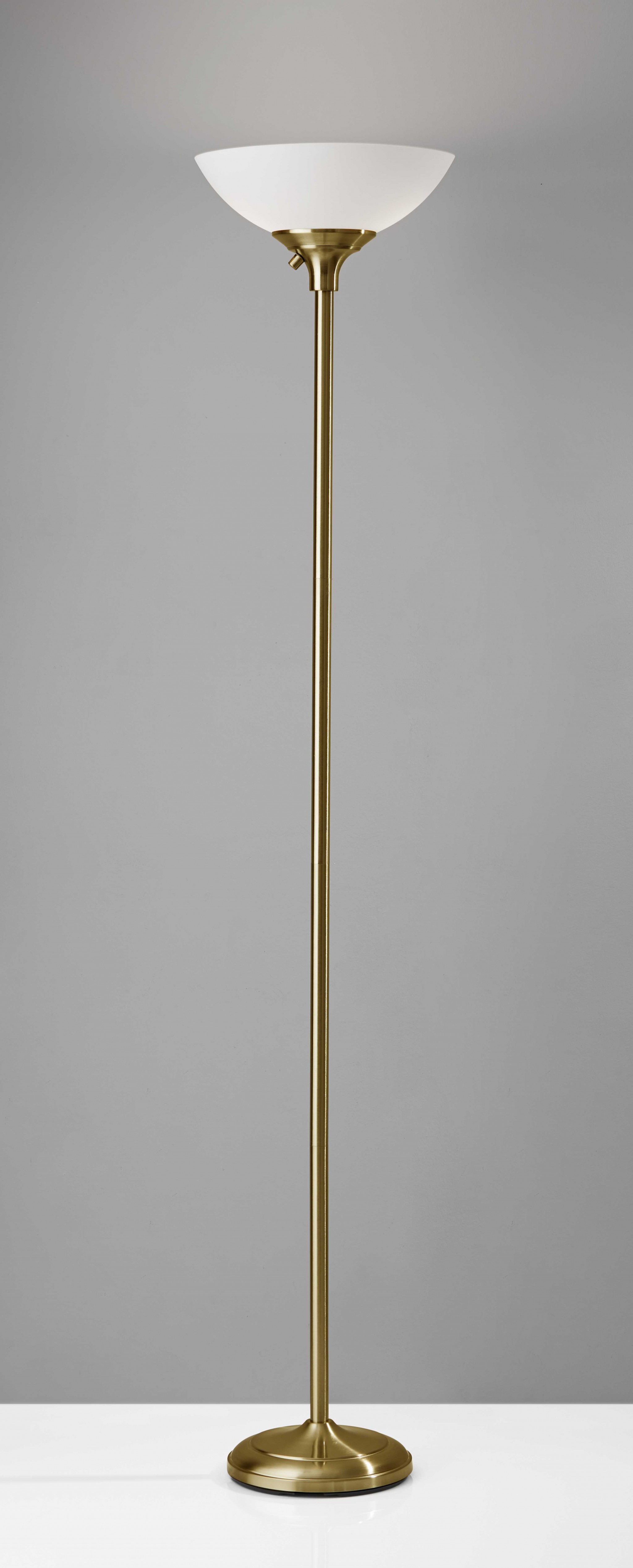 Shiny Antiqued Brass Metal Torchiere Floor Lamp-372814-1