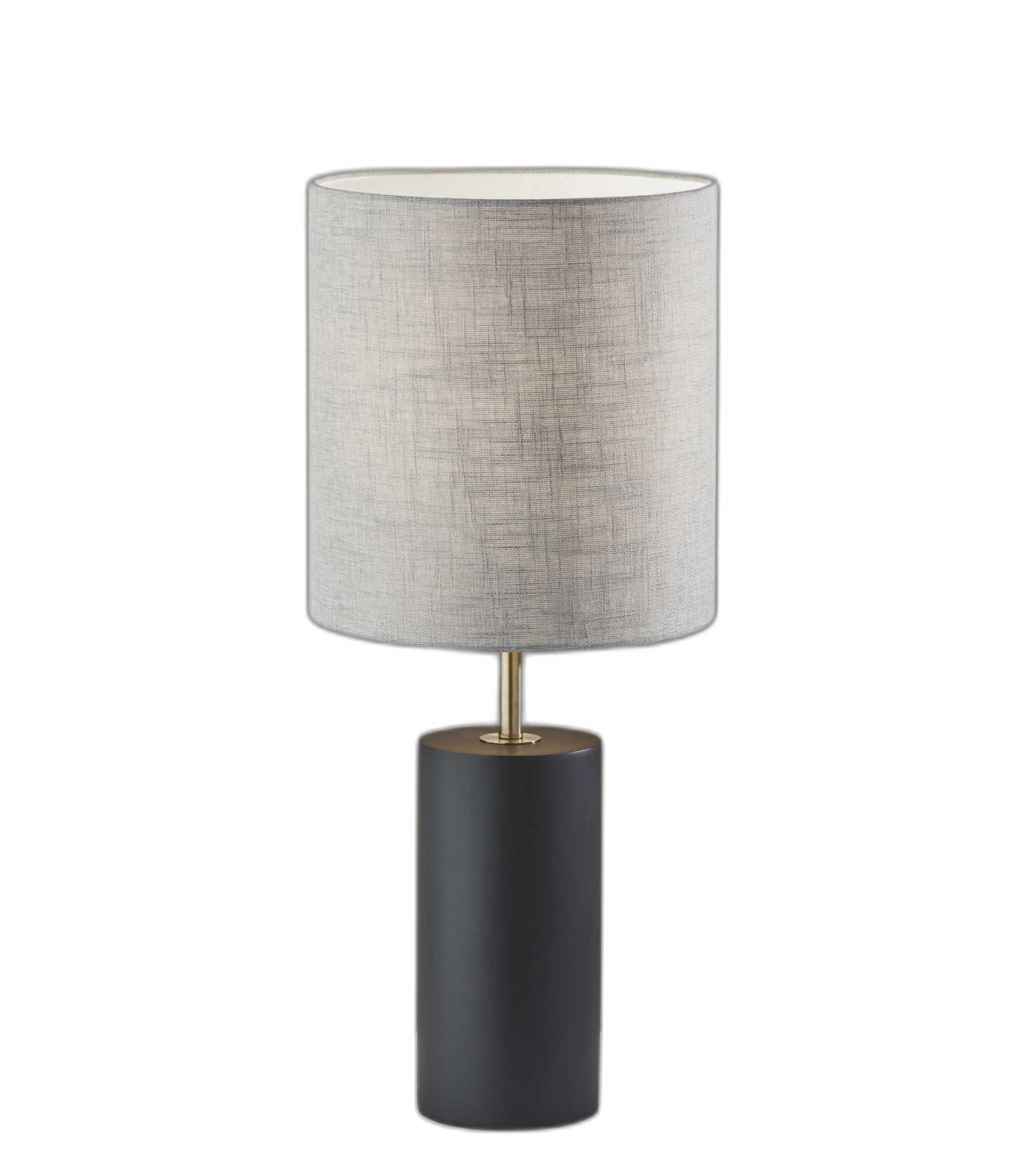 Black Wood Circular Block Table Lamp-372828-1