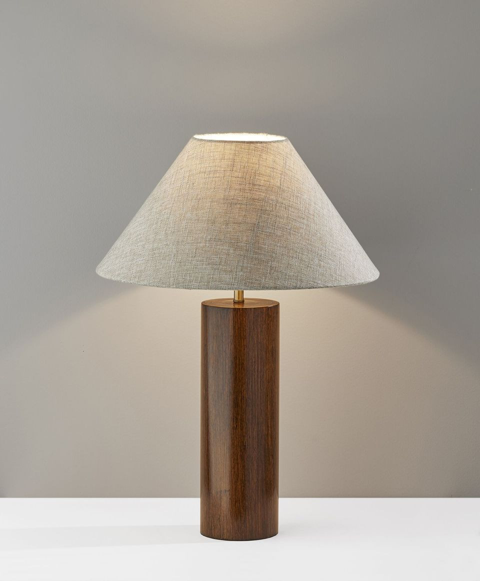 18" X 18" X 25.5" Walnut Wood Table Lamp