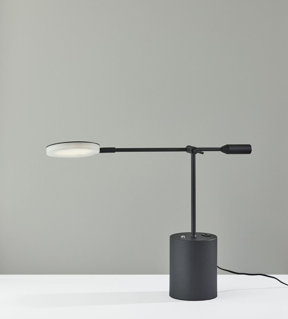 21.5" X 4.75" X 15-27" Black Metal LED Desk Lamp