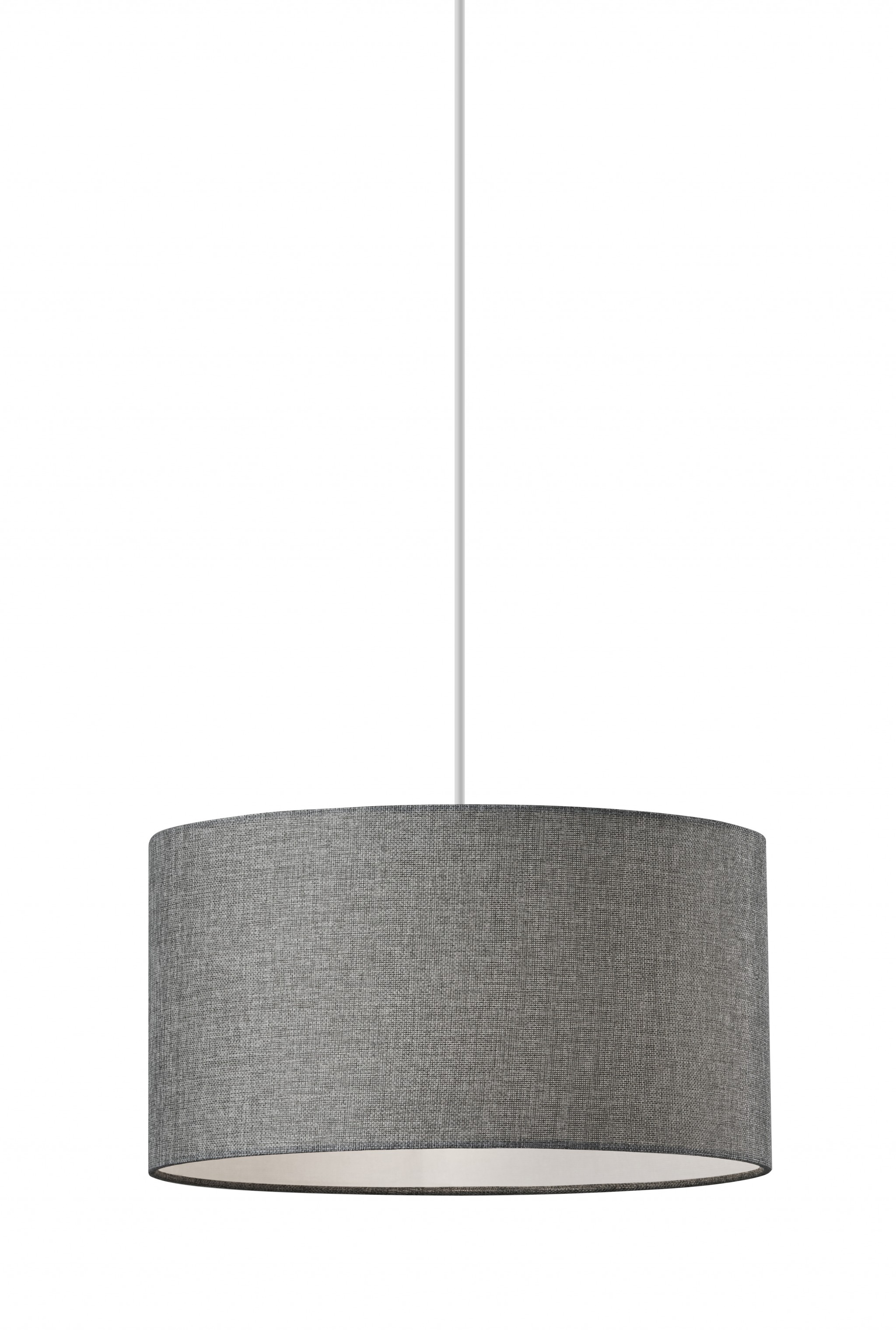 Heather Grey Fabric Shade Electric Drum Pendant-372883-1