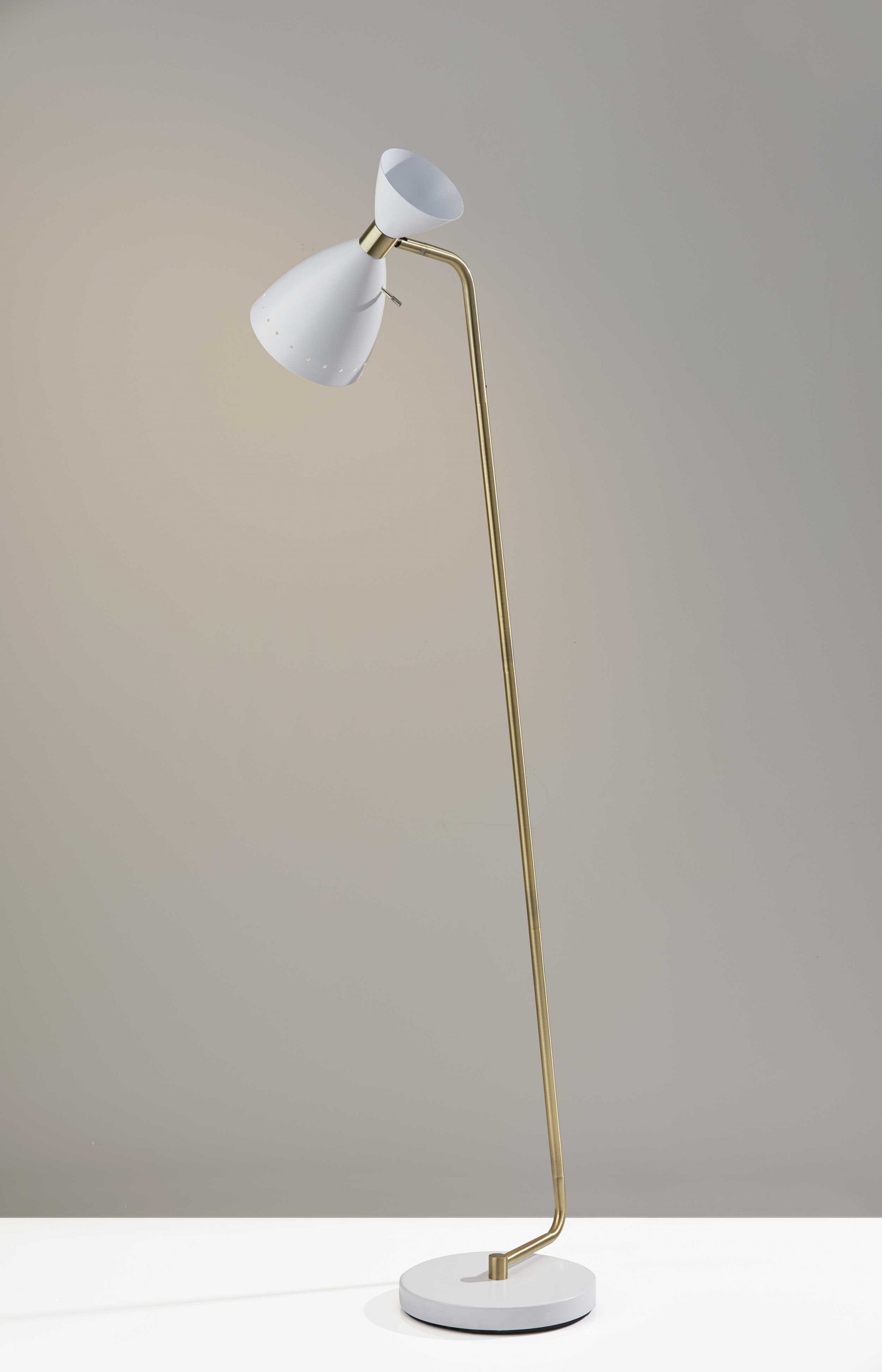 10" X 20.5" X 59" White Metal Floor Lamp