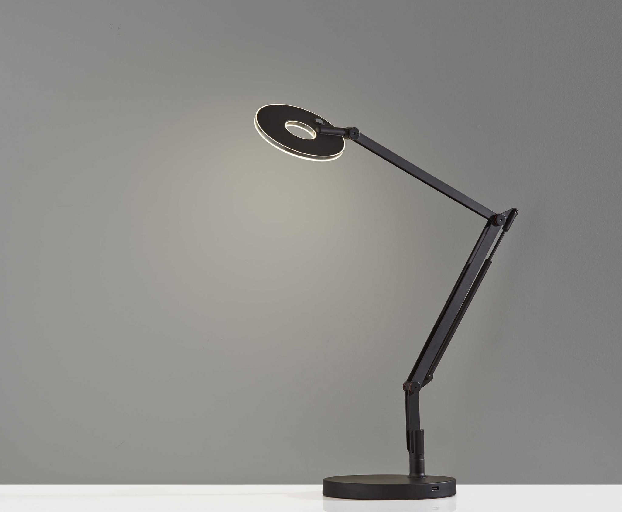 8.5" X 32" X 32.5" Black Metal LED Desk Lamp