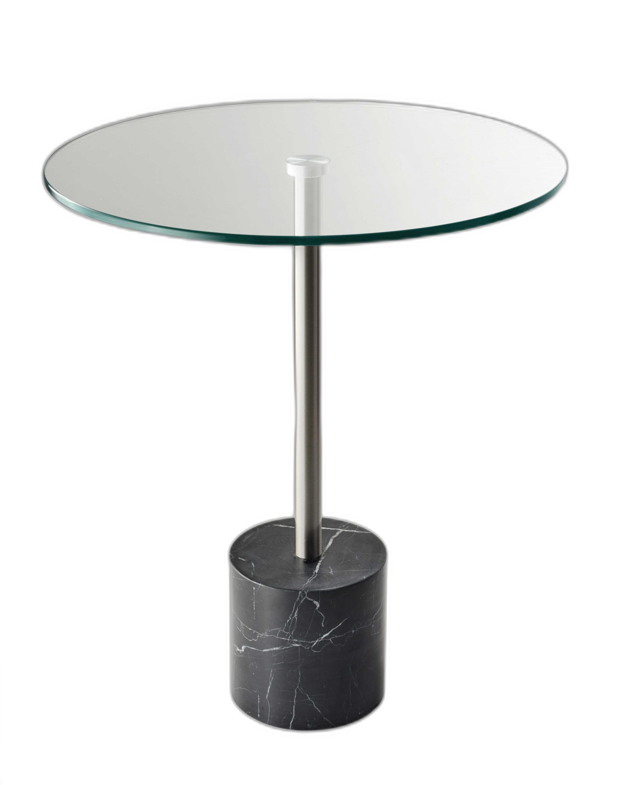 21" Silver And Clear Glass Round End Table-372937-1