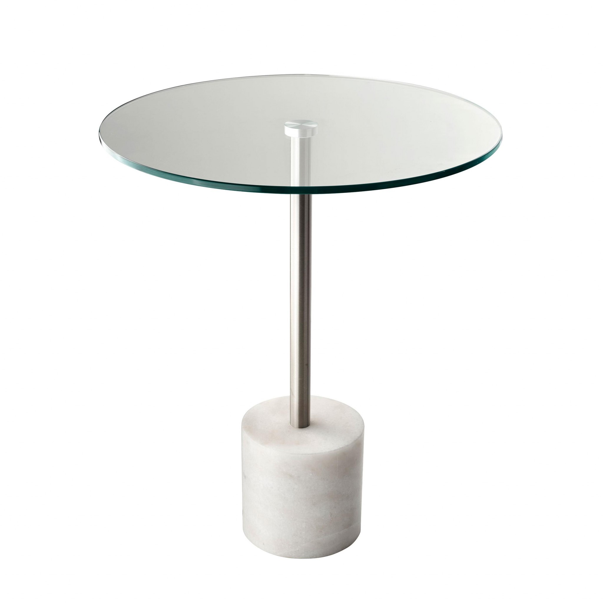 21" Silver And Clear Glass Round End Table-372938-1