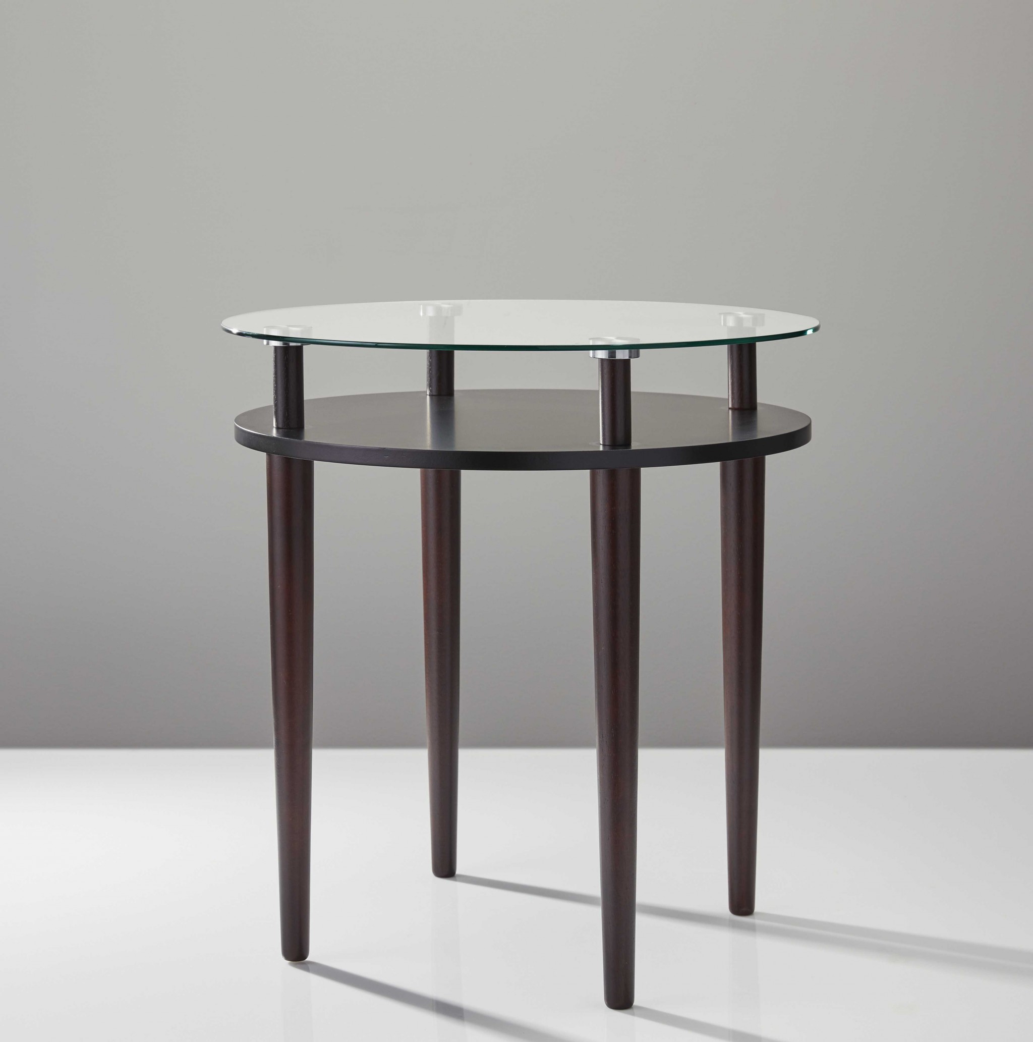 Modern Round Black and Glass Side End Table