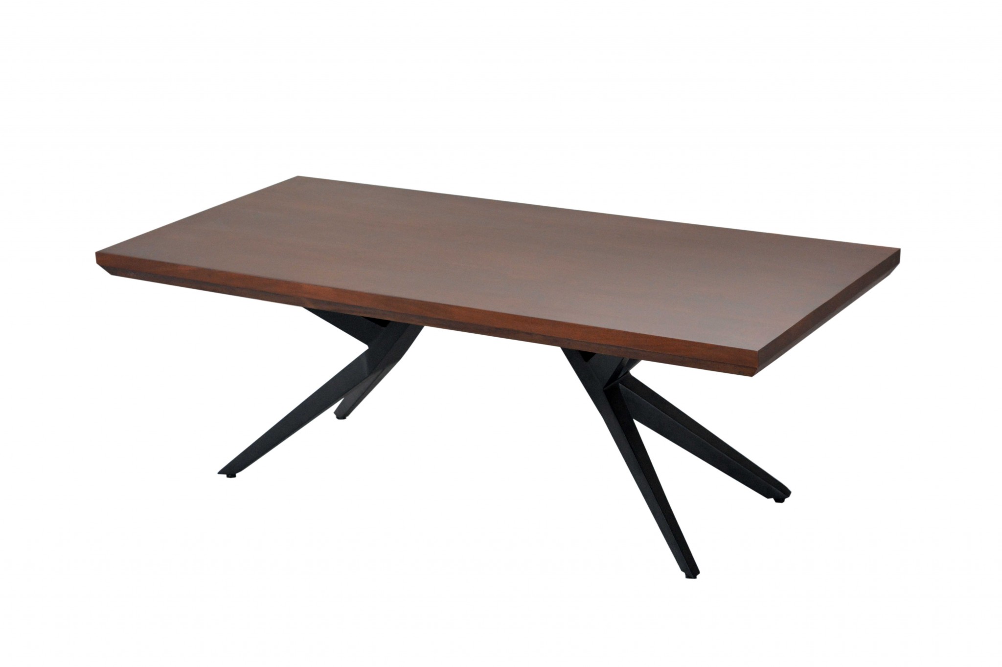 24" X 50" X 18" Brown Black Wood Metal Coffee Table