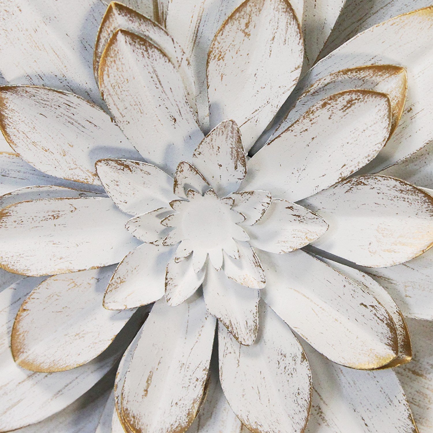 Shimmering Gold & White Metal Flower