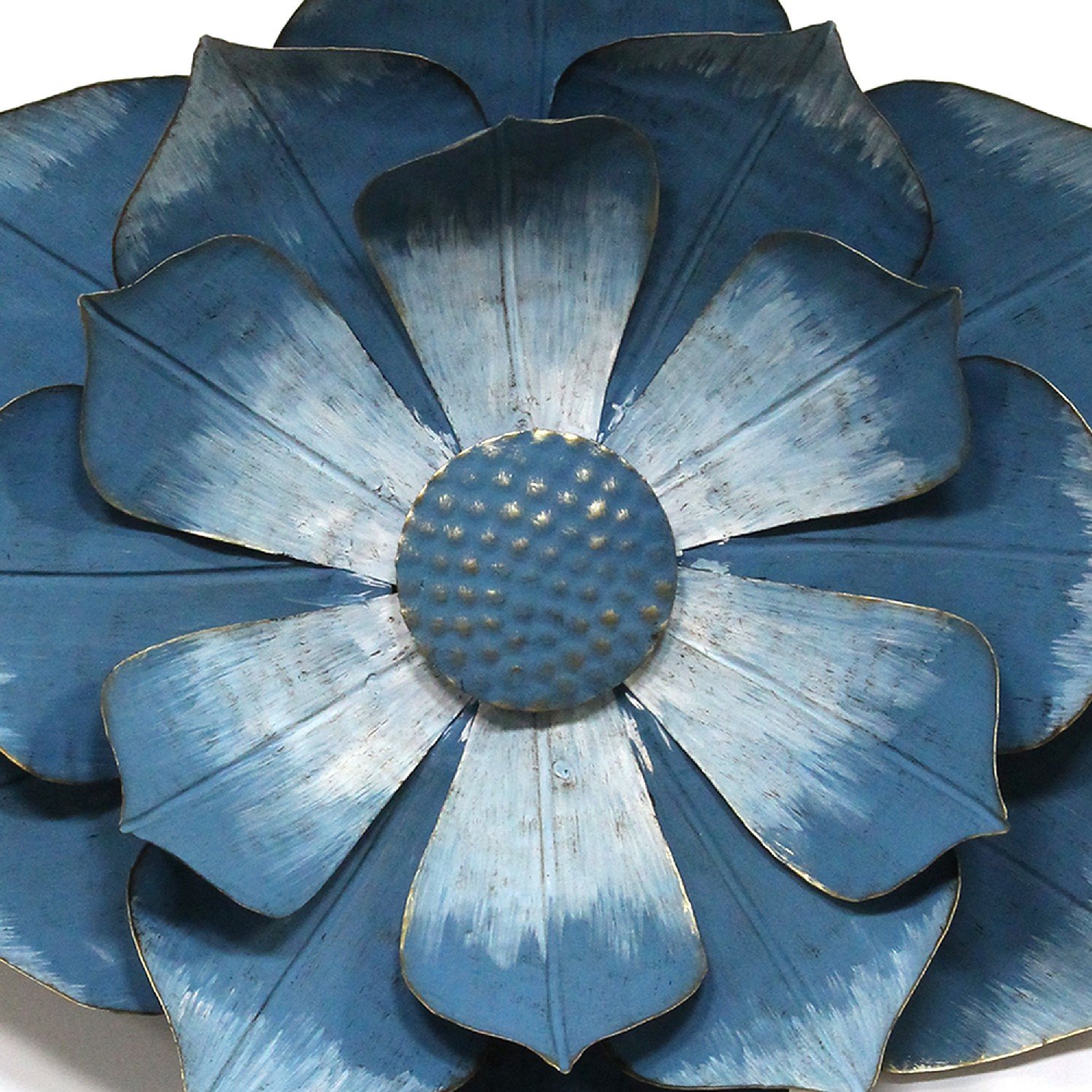 Blue & Gold Ipomoea Metal Flower