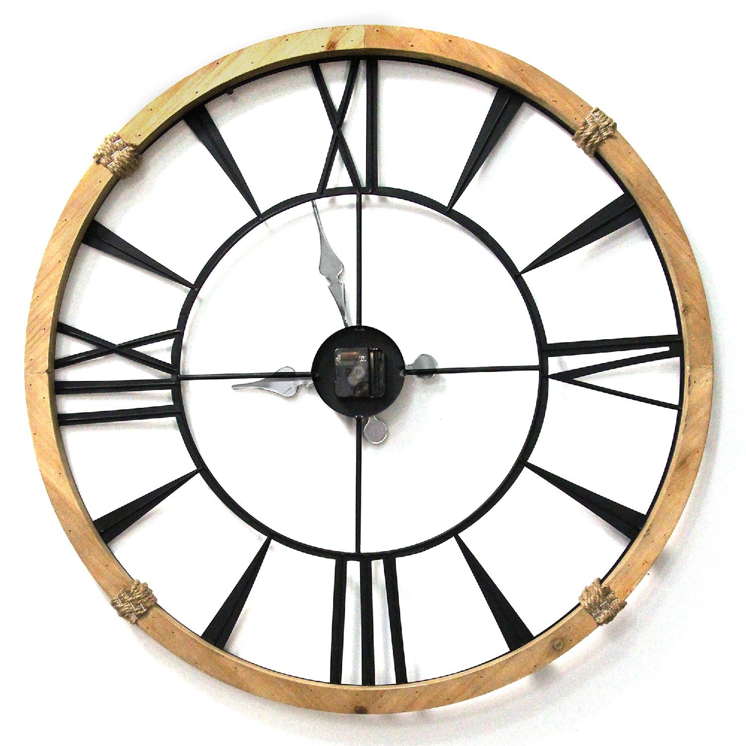 29.5" Round Metal & Wood Frame Columbus / Wall Clock