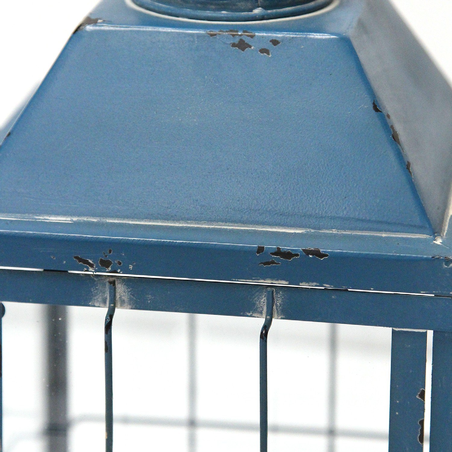 Distressed Blue Metal Lighthouse Lantern