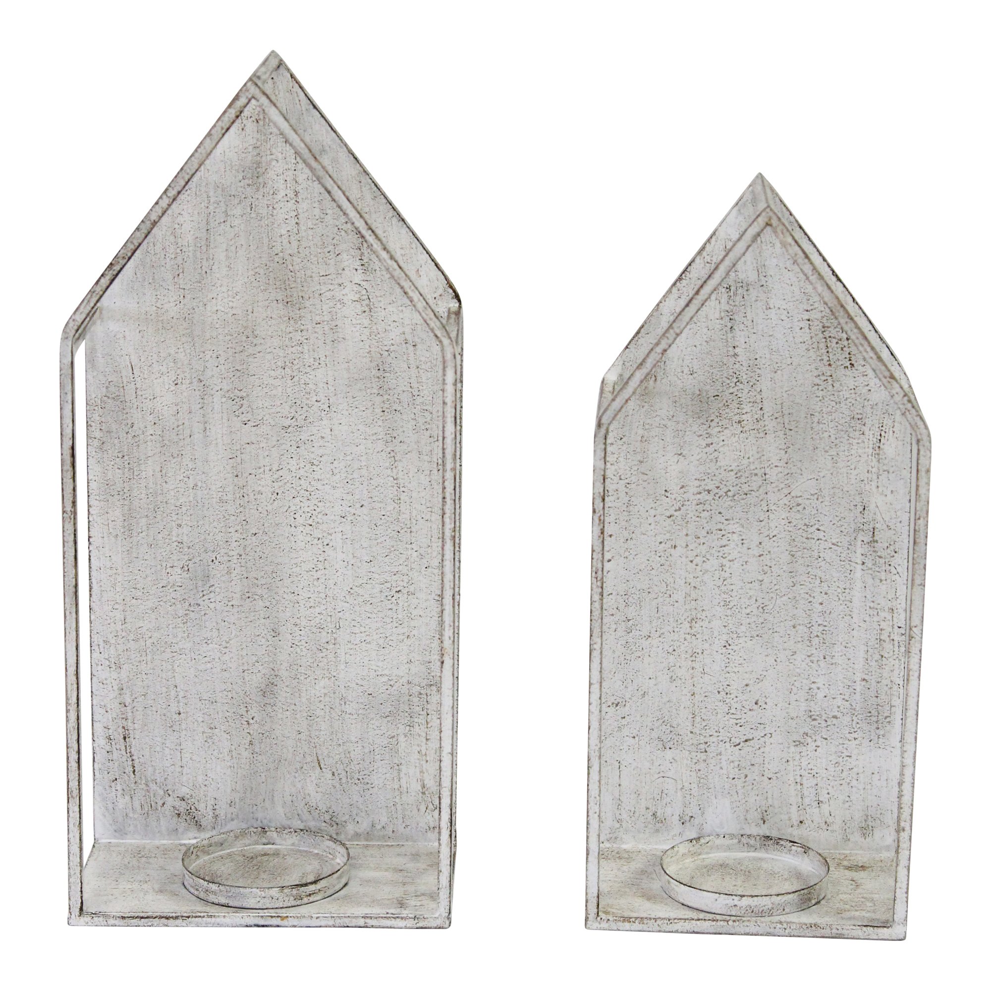 S/2 Farmhouse Style Distressed Metal Candleholders
