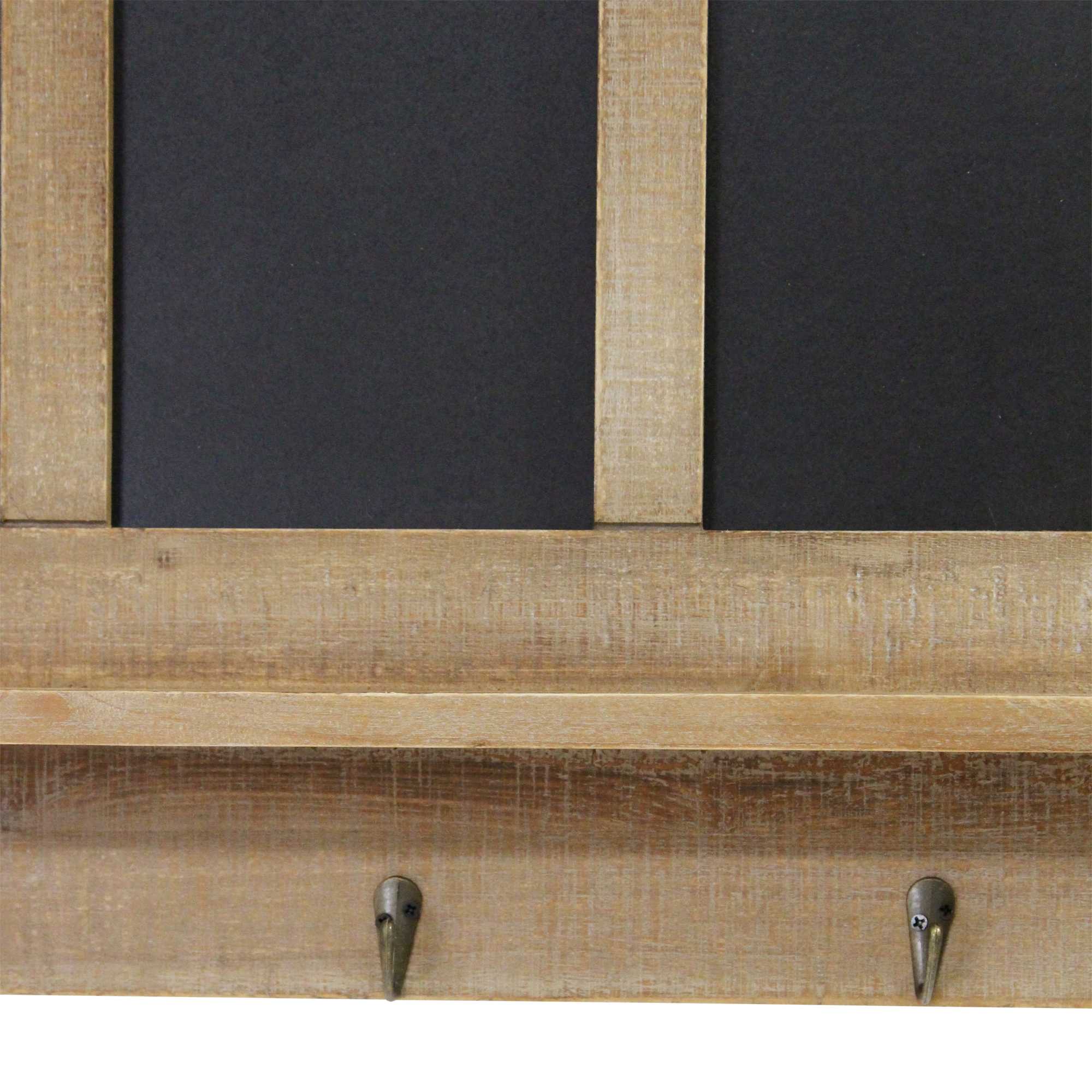 Chalkboard and Wood Wall Hanging with Antiqued Metal Hooks