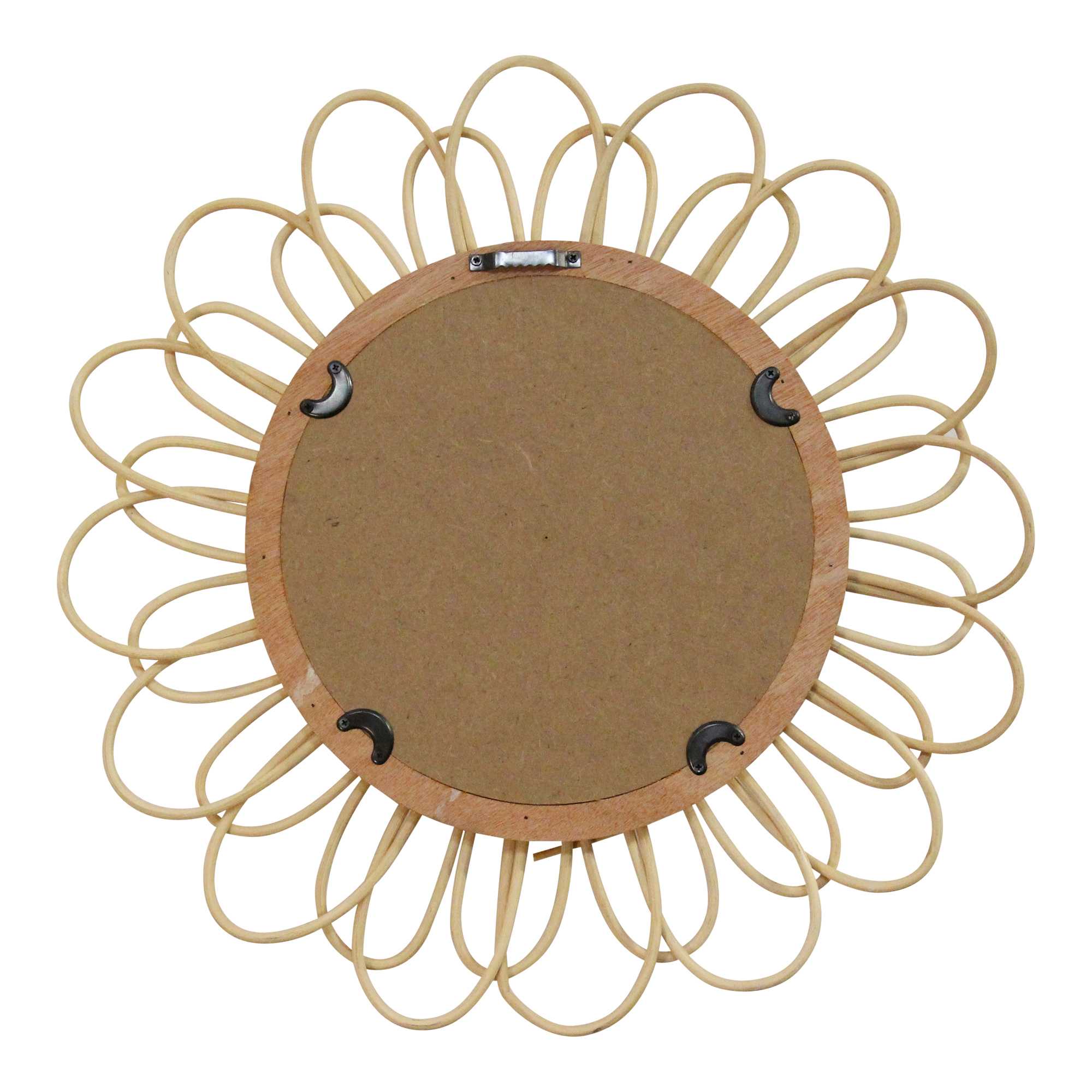 Rattan Flower Petal Design Round Wall Mirror