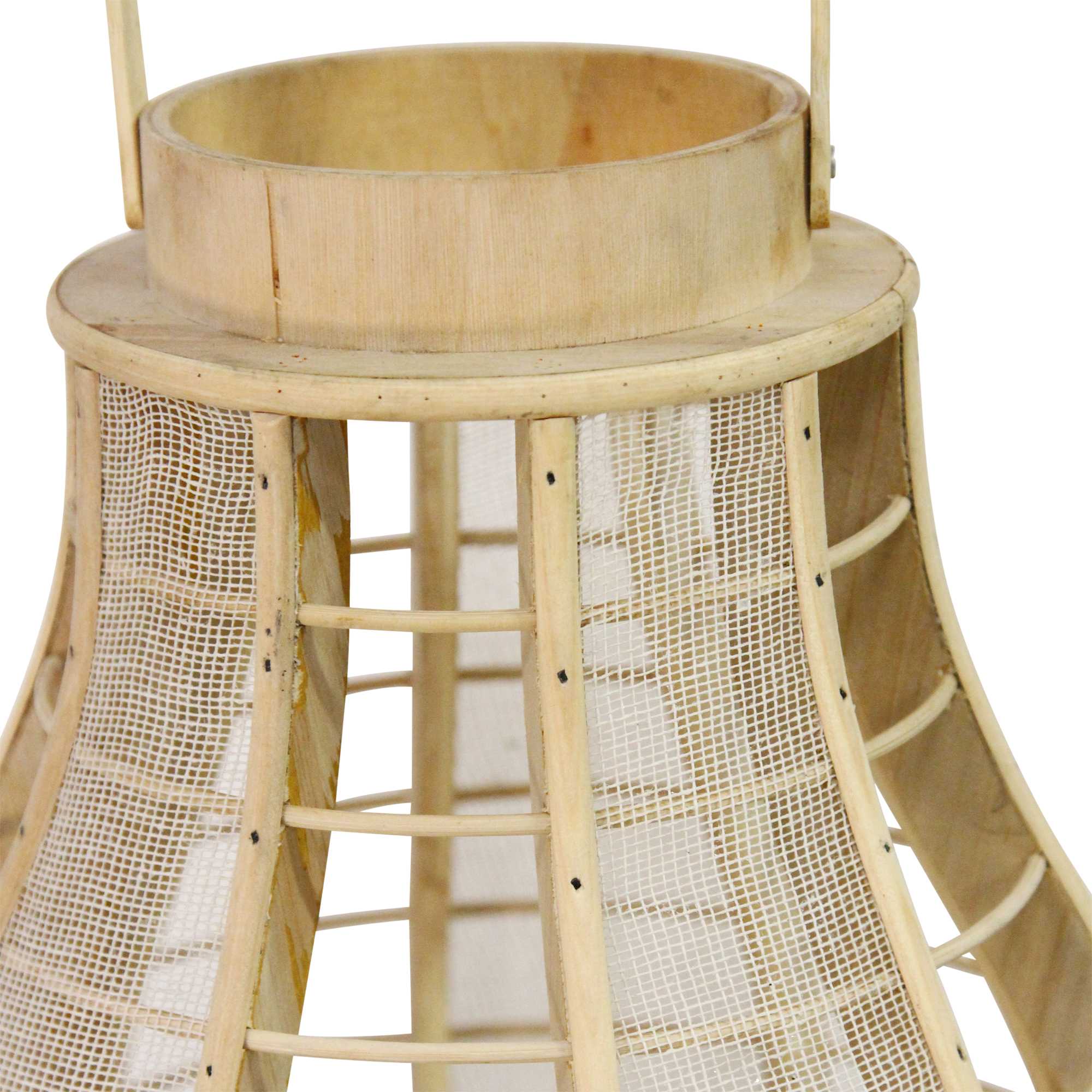 Bamboo and Wood Burlap Mesh Lantern