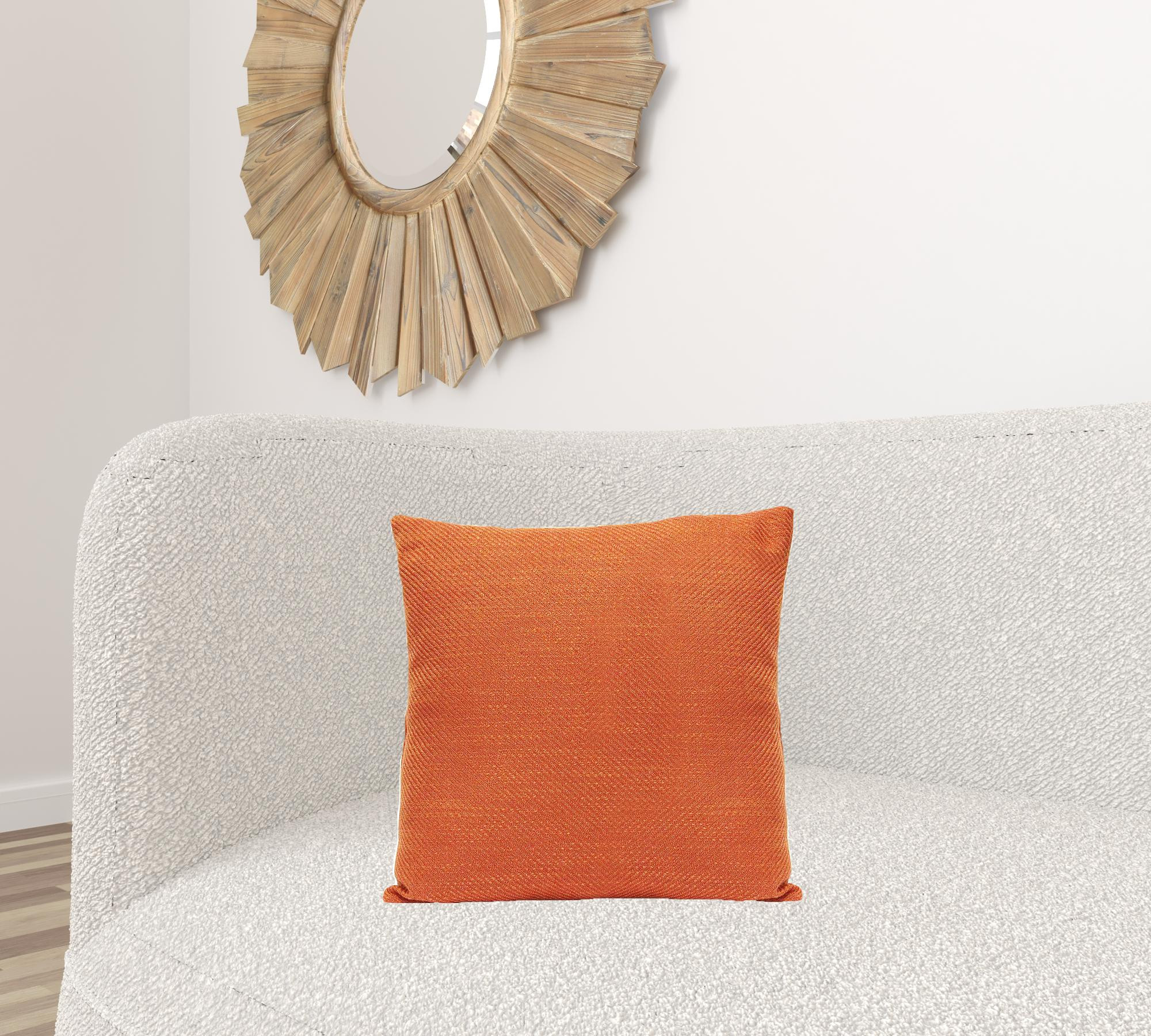 Burnt Orange Tweed Textured Velvet Square Pillow